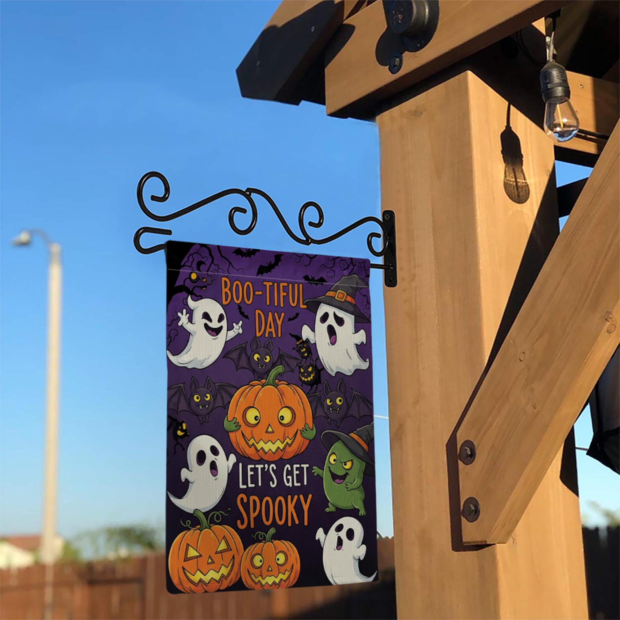 Boo-tiful Halloween Garden Flag - Let's Get Spooky Cute Ghost Pumpkin Yard Sign, Funny Fall Outdoor Decoration for Trick or Treat