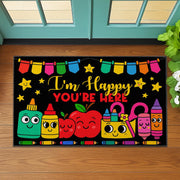 I'm Happy You're Here Classroom Rug – Cute Welcome Mat for Teachers, Back to School Decor, Colorful Door Mat for Teachers, Educators, Staffs
