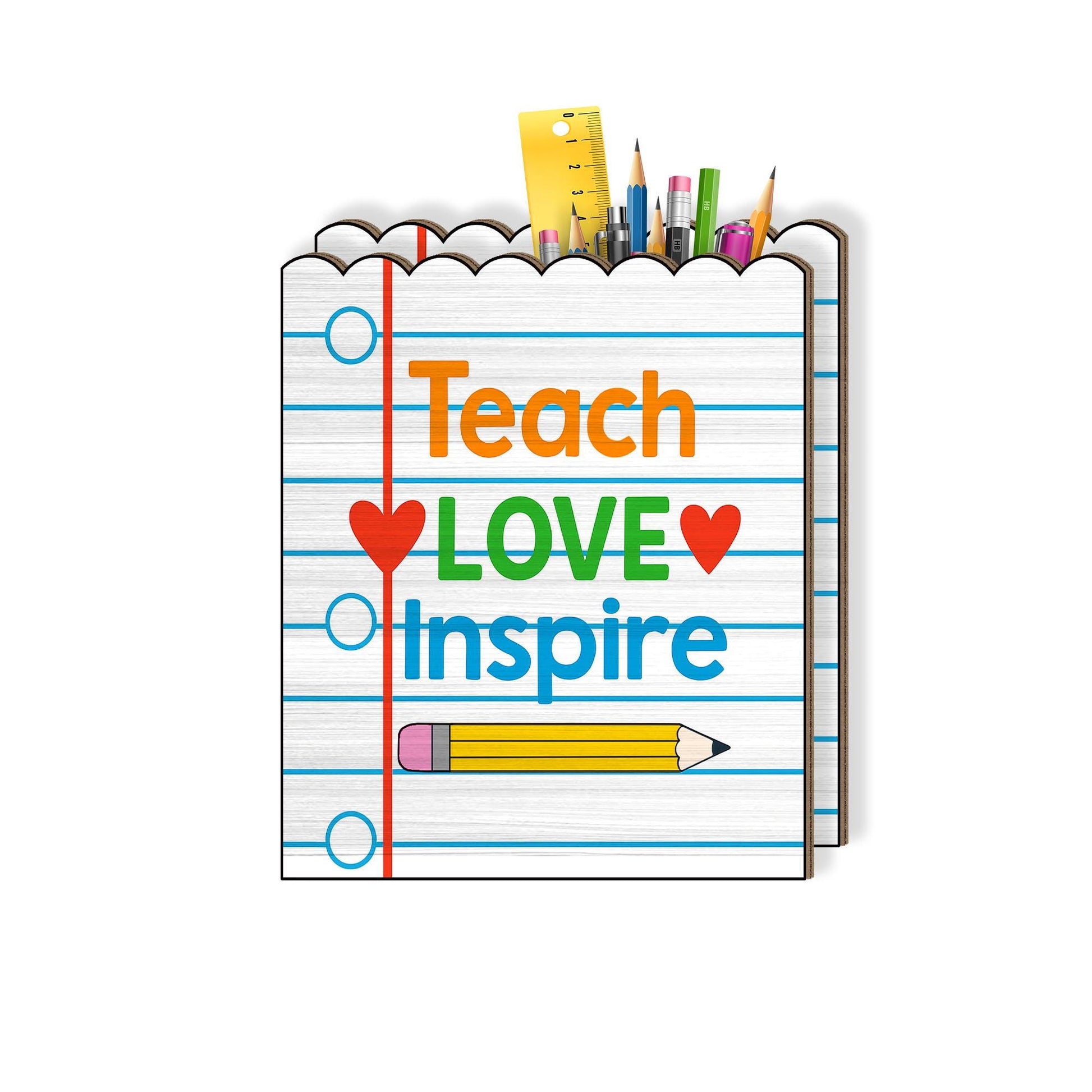 Teach Love Inspire Teacher Pen Holder, Classroom Desk Organizer, Back to School Gift for Educators, Pencil Cup for Teachers