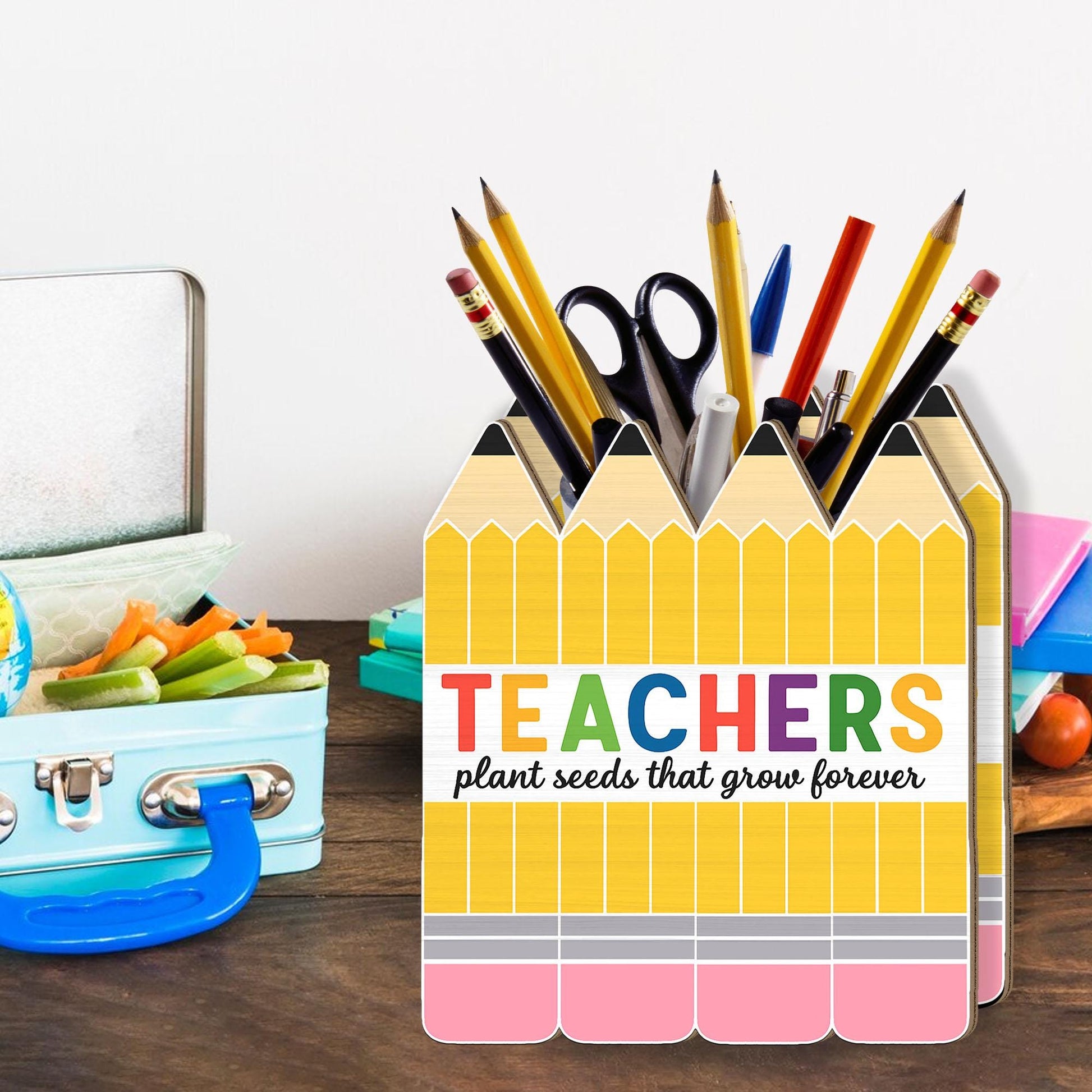 Teachers Plant Seeds That Grow Forever Pen Holder, Pencil Themed Desk Organizer, Teacher Appreciation Gift, Classroom Supply Cup