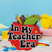 In My Teacher Era Pen Holder, Apple Shaped Desk Organizer, Back to School Teacher Gift, Cute Classroom Pencil Cup for Educators