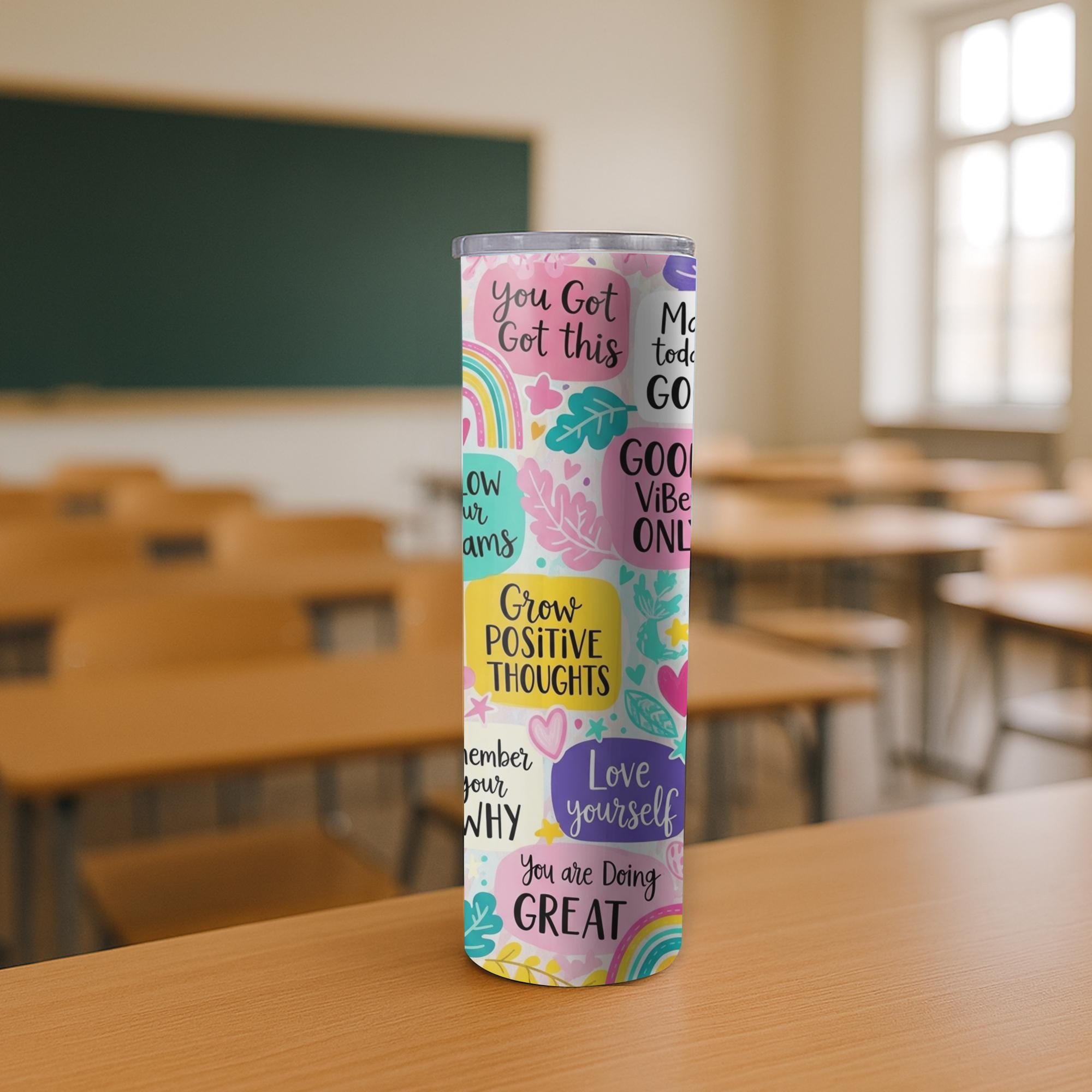 Teacher Daily Reminder Tumbler 20oz, Inspirational Quote Travel Mug, Positive Vibes Cup, Motivational Gift for Teachers