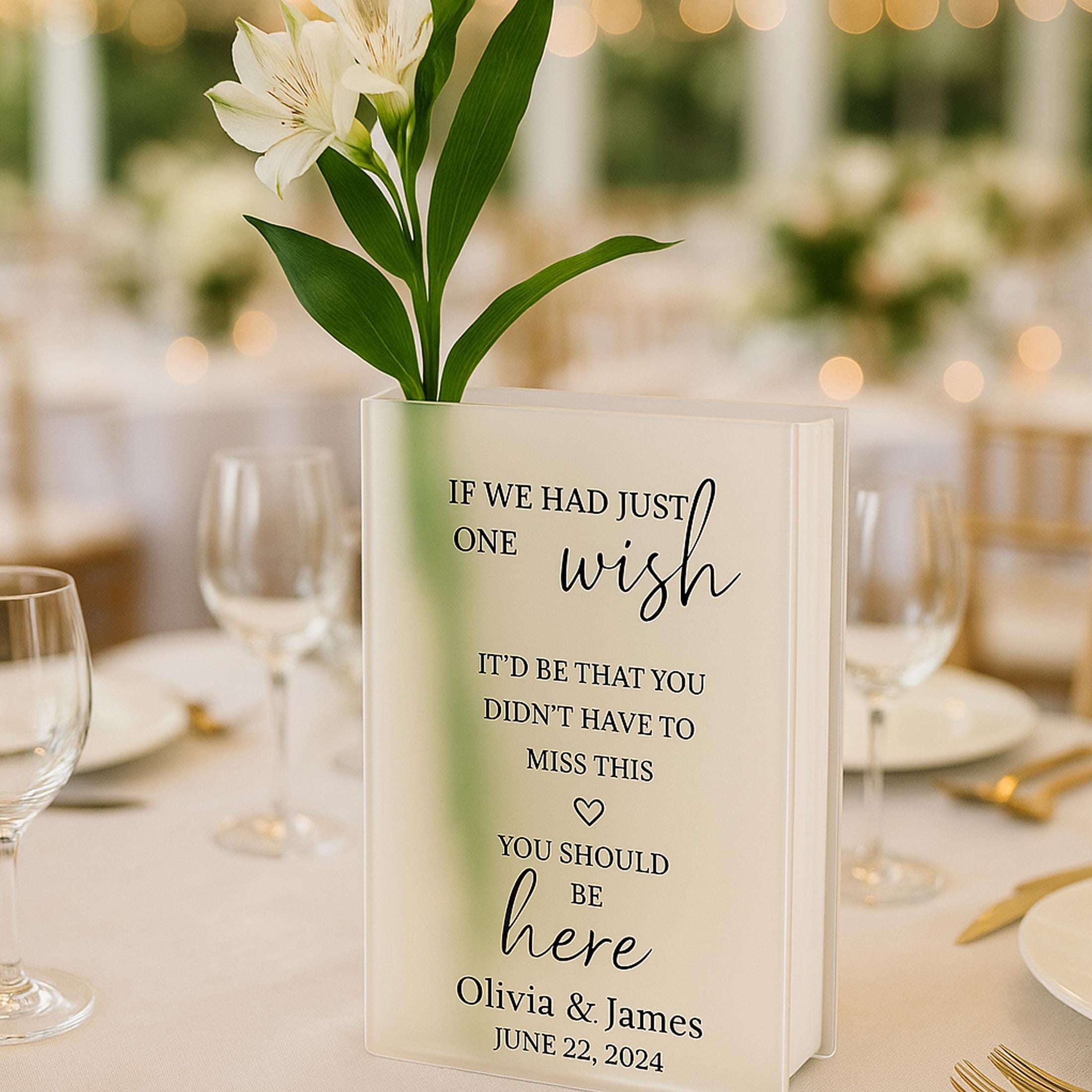 Reserved Memorial Vase for Wedding, In Loving Memory of Loved One, Custom Name & Role, Personalized Memorial Vase Plaque, Reserved Seat