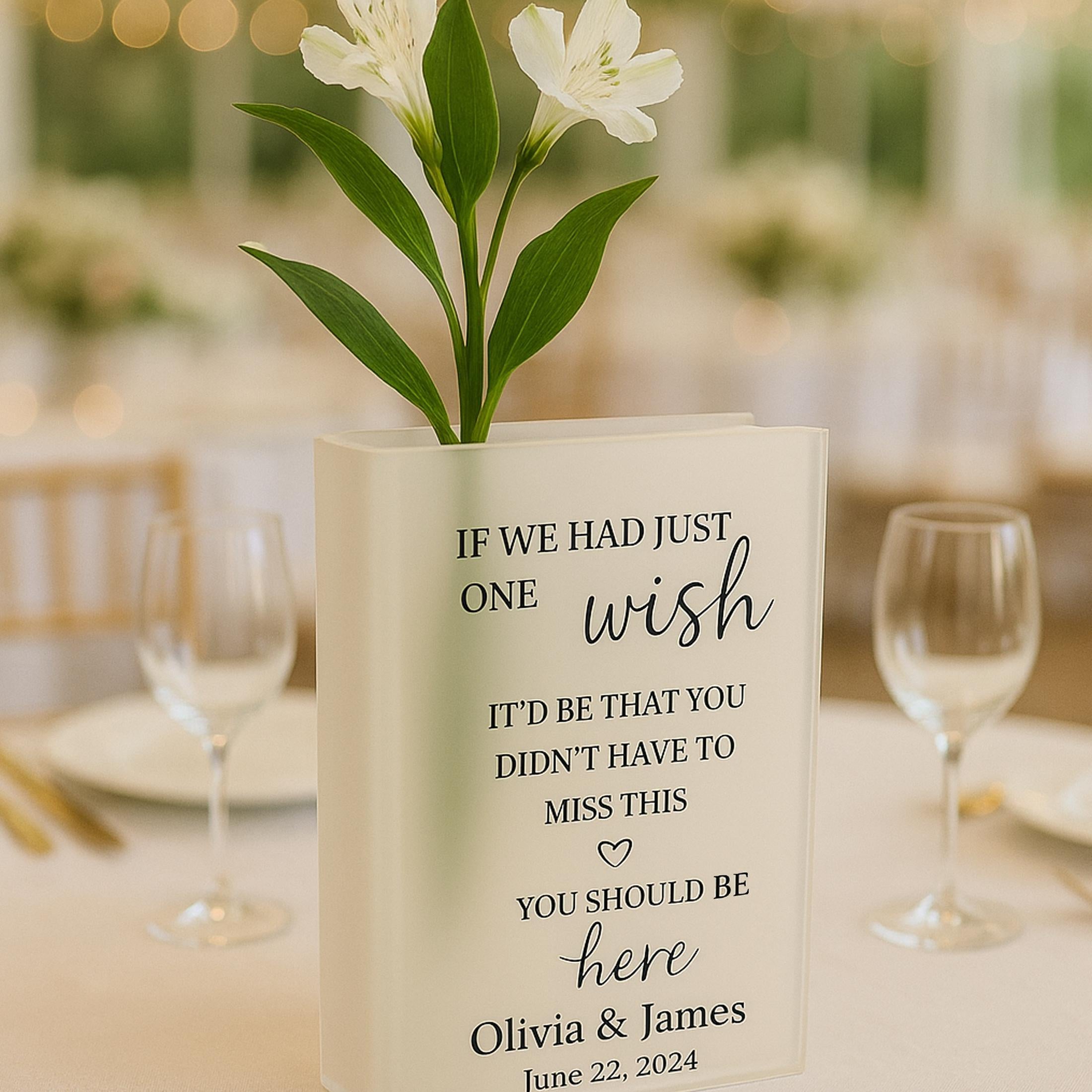 Reserved Memorial Vase for Wedding, In Loving Memory of Loved One, Custom Name & Role, Personalized Memorial Vase Plaque, Reserved Seat