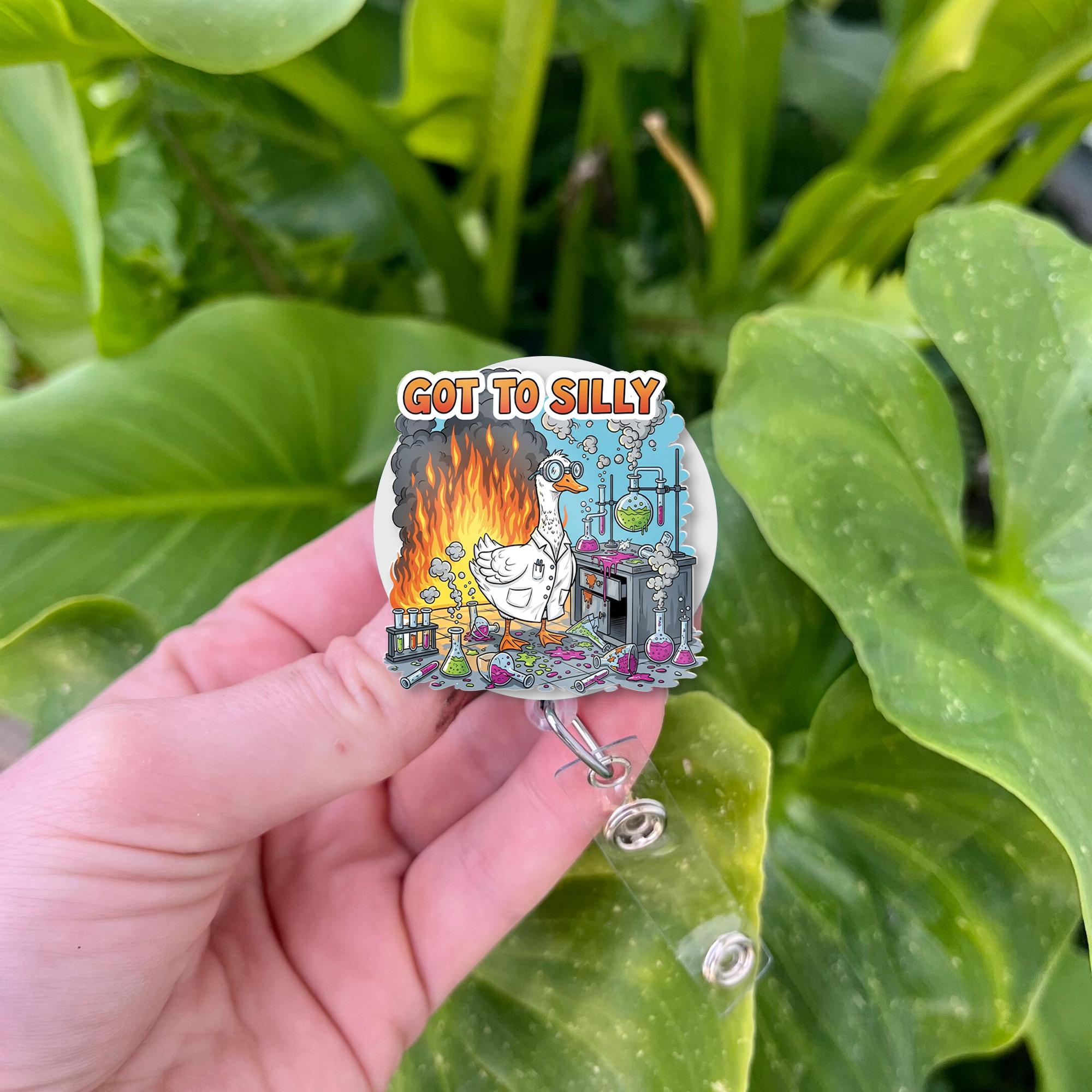 Funny Science Badge Reel, Got to Silly Goose Lab Fire ID Holder, Badge Clip for Nurses, Scientists, Lab Techs, Staff Gift