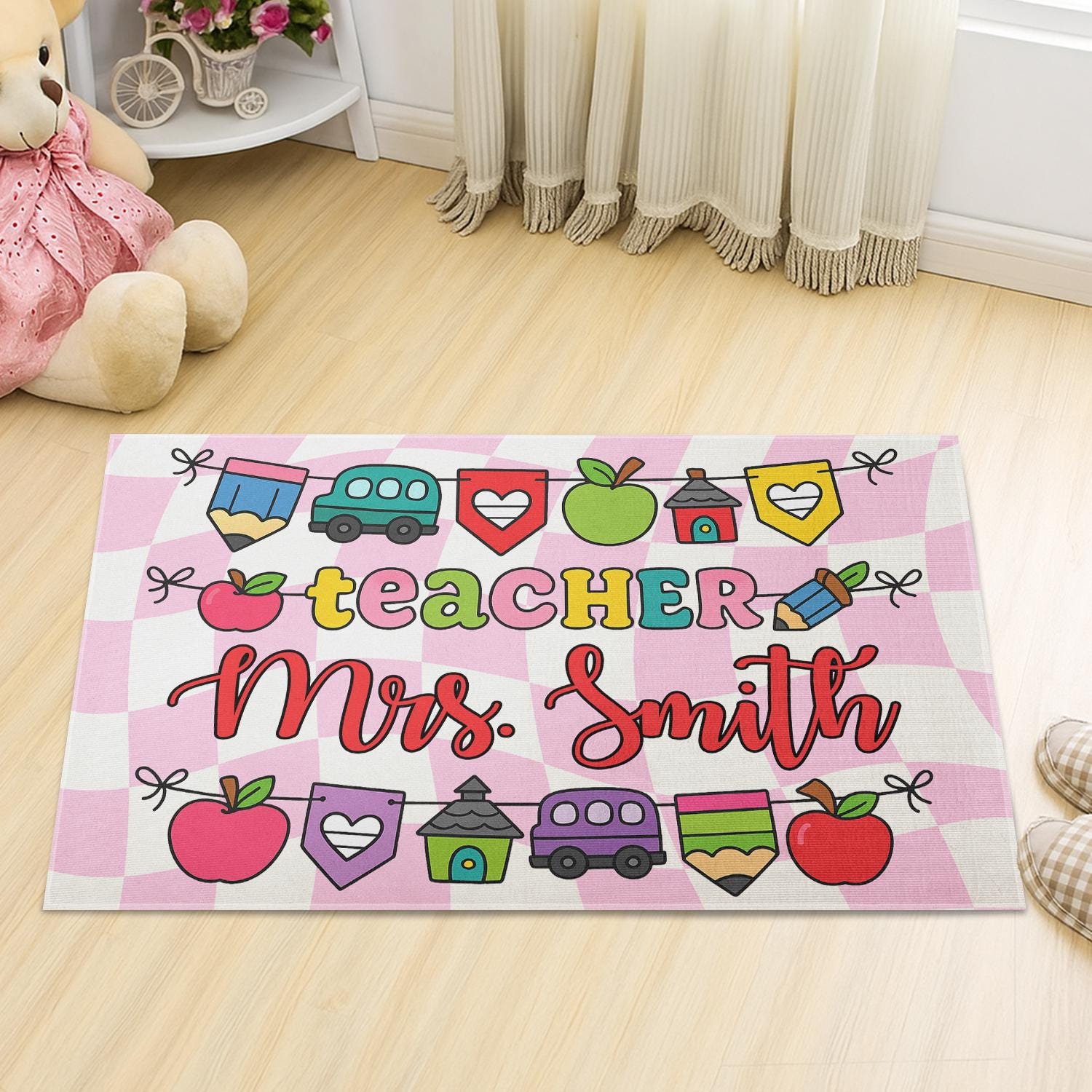 Teacher Welcome Classroom Doormat– Personalized Teacher Doormat, Cute Back to School Decor for Classroom Entry, Door Mat For School