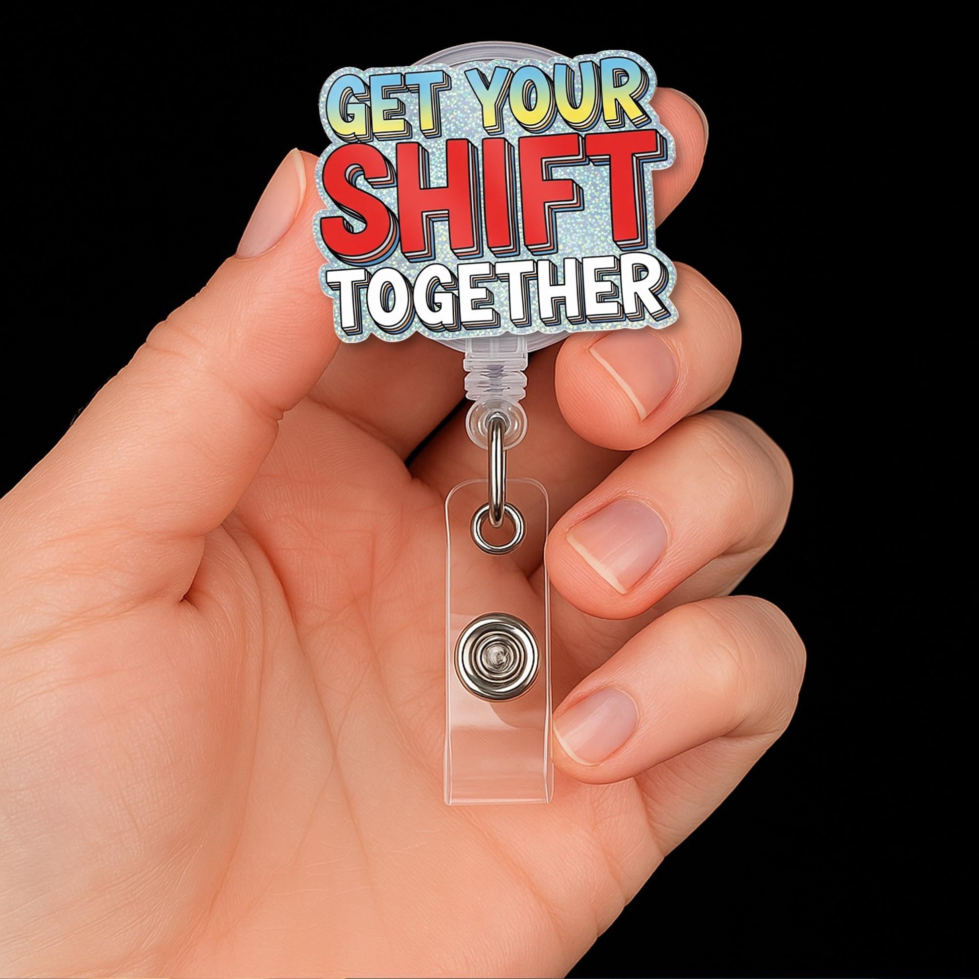 Funny Nurse Badge Reel, Get Your Shift Together ID Clip, Medical Humor Retractable Badge Holder, Healthcare Worker Gift Idea