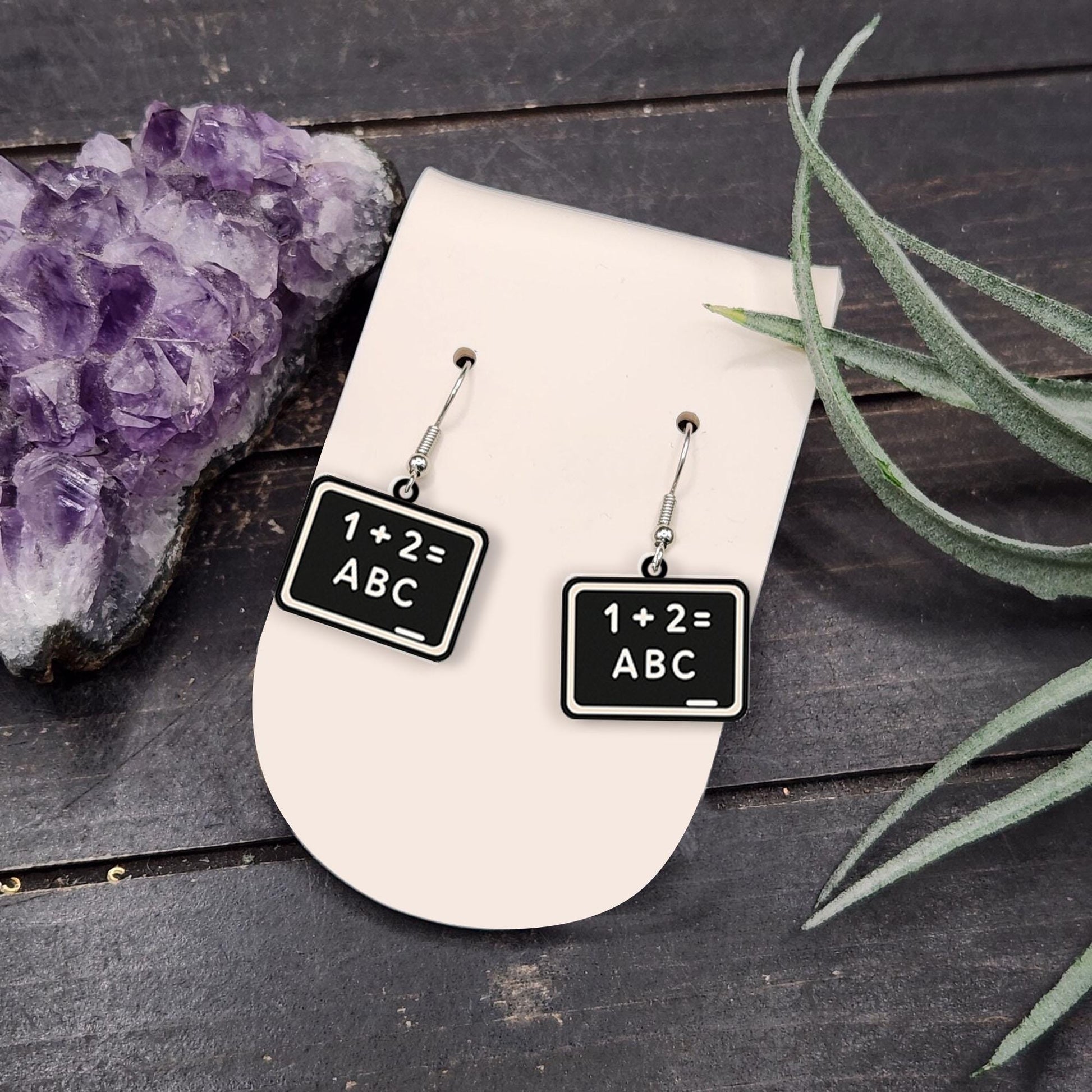 Chalkboard Earrings, Teacher Back to School Jewelry, Cute Classroom Gift, 1+2 ABC Earrings, Fun Teacher Accessories
