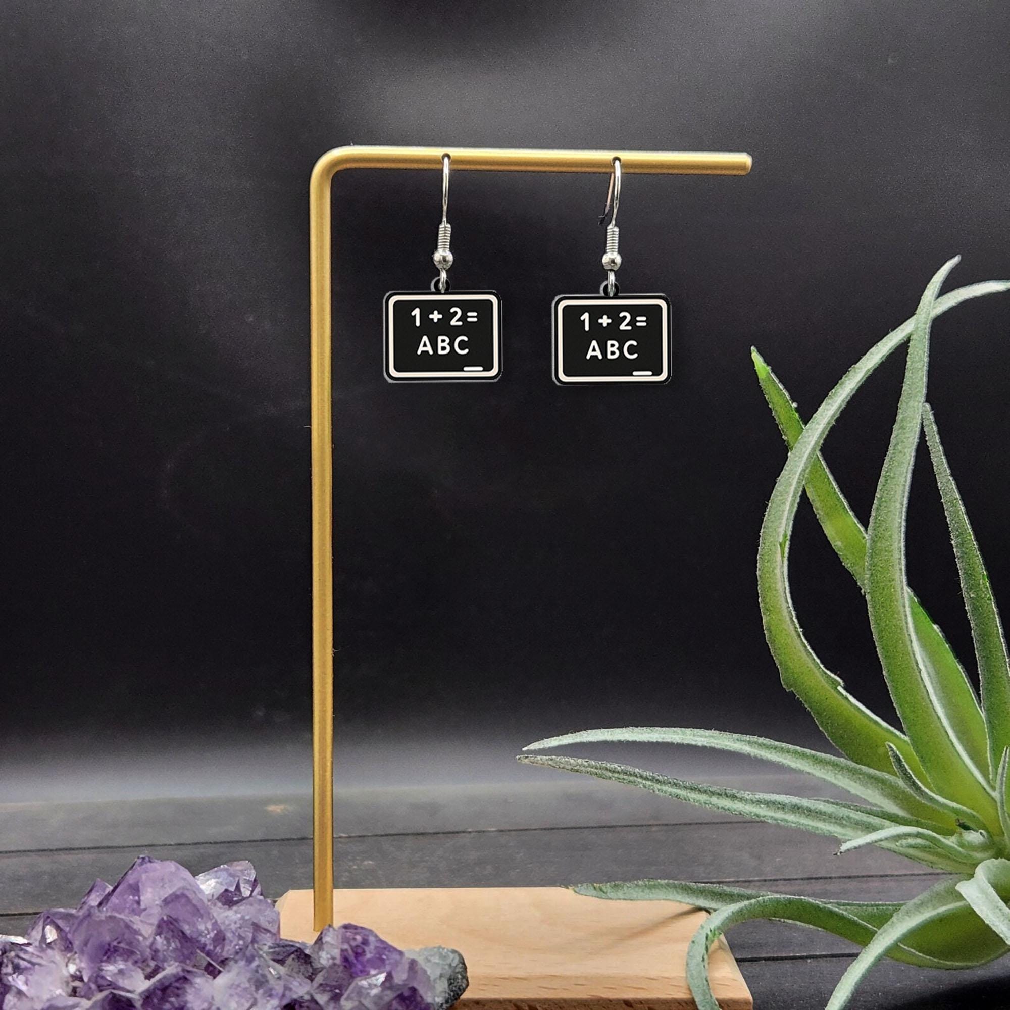 Chalkboard Earrings, Teacher Back to School Jewelry, Cute Classroom Gift, 1+2 ABC Earrings, Fun Teacher Accessories