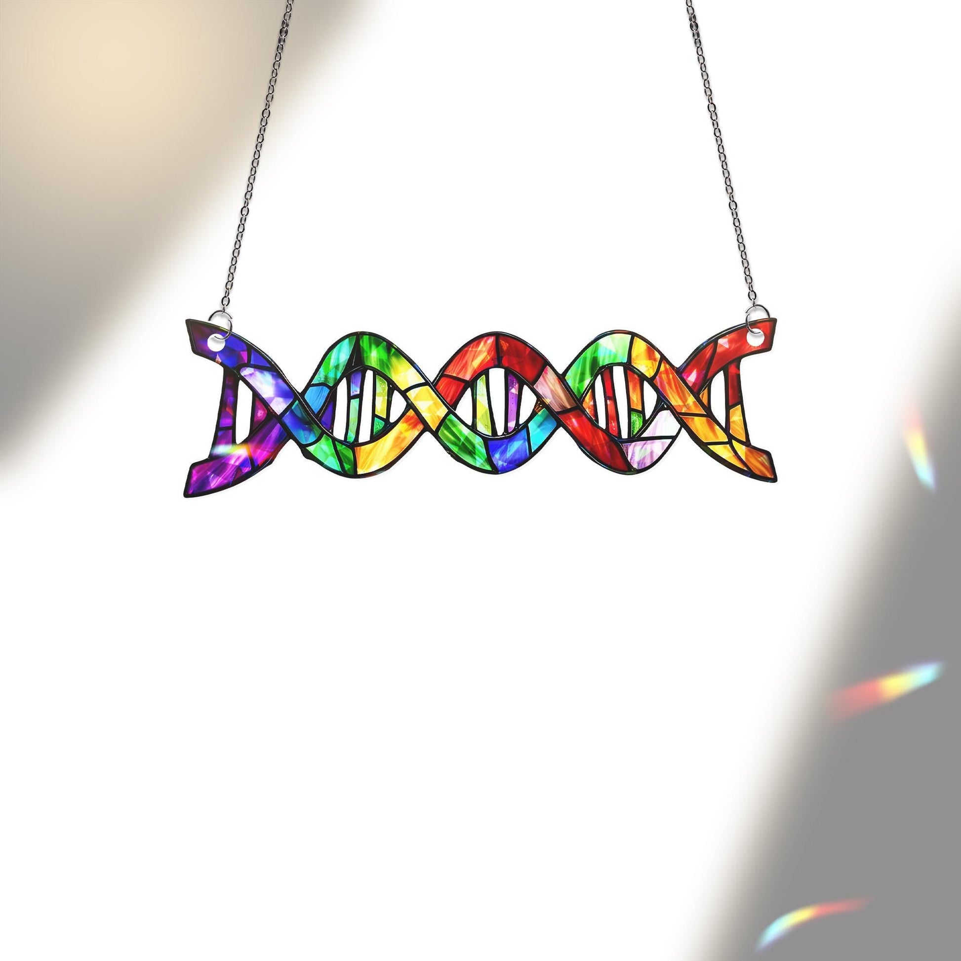 Rainbow DNA Acrylic Window Hanging | LGBTQ+ Science Suncatcher | Pride Month Decor | Colorful Queer Gift | Genetics Pride Ornament