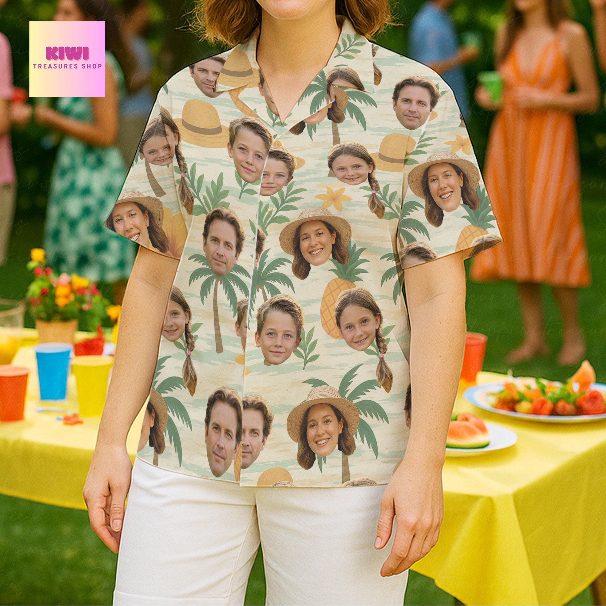 Custom Family Face Hawaiian Shirt – Personalized Unisex Tropical Vacation Shirt, Funny Beach Matching Outfit for Dad, Mom & Kids