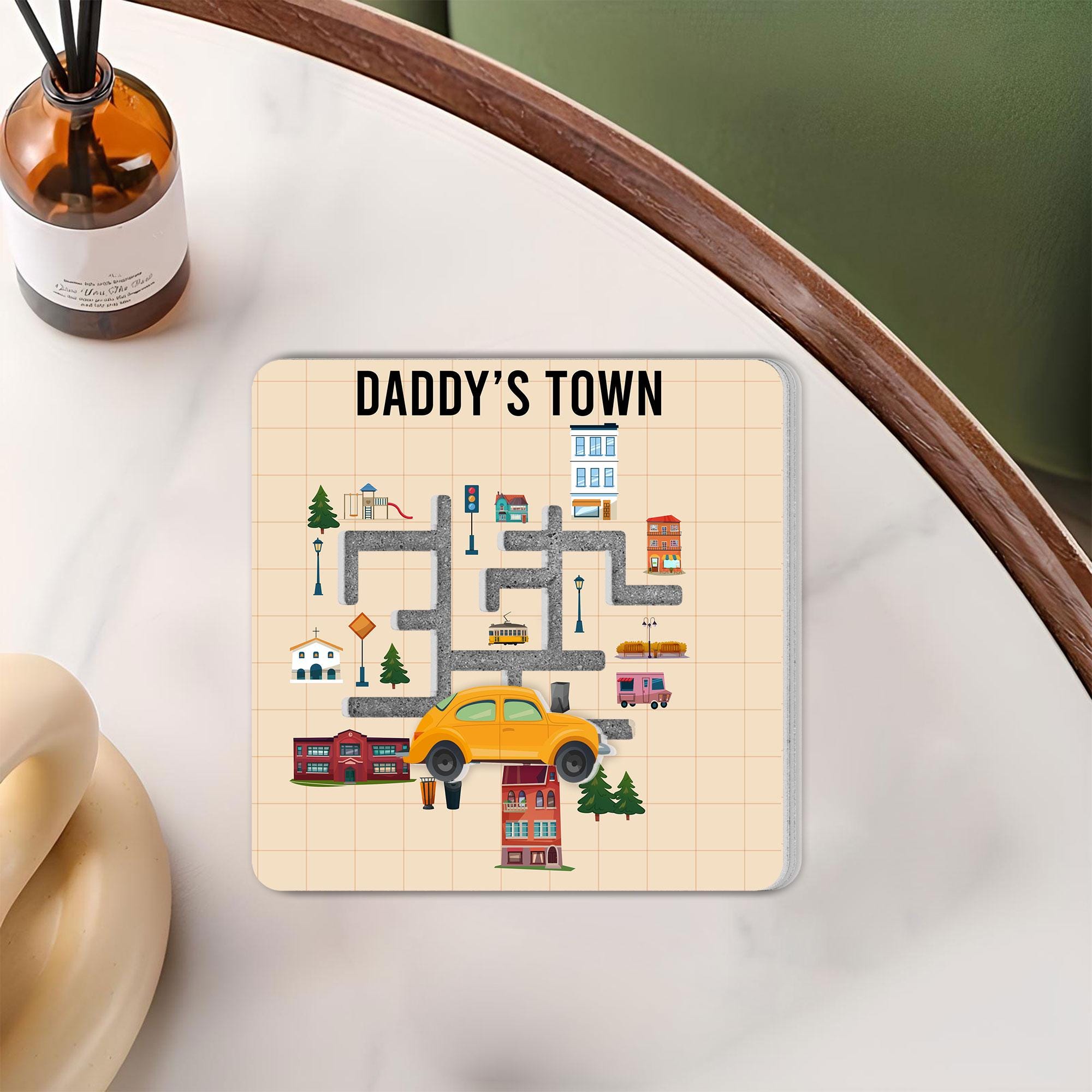 Personalized Play Cars On Dad's Play Mat Car Race Maze Game Magnet | Top Car Race Track Family Maze Game | Car Race Fridge Magnet