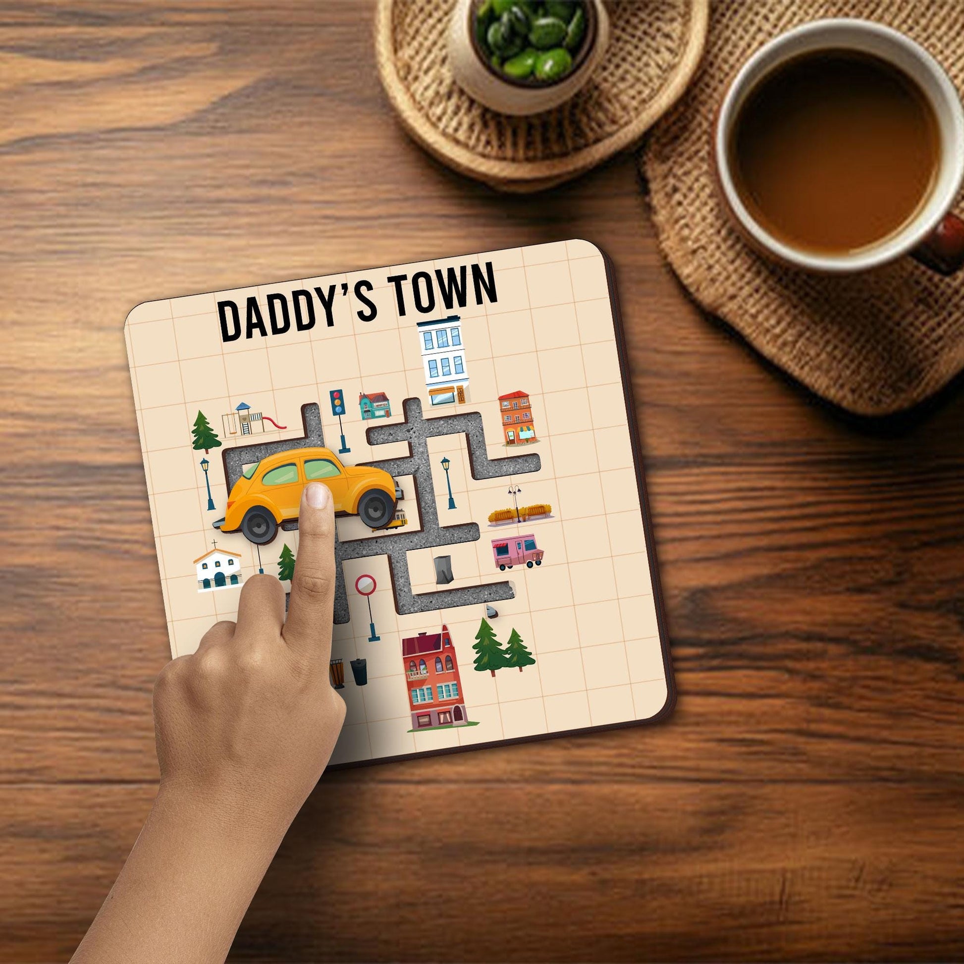 Personalized Play Cars On Dad's Play Mat Car Race Maze Game Magnet | Top Car Race Track Family Maze Game | Car Race Fridge Magnet