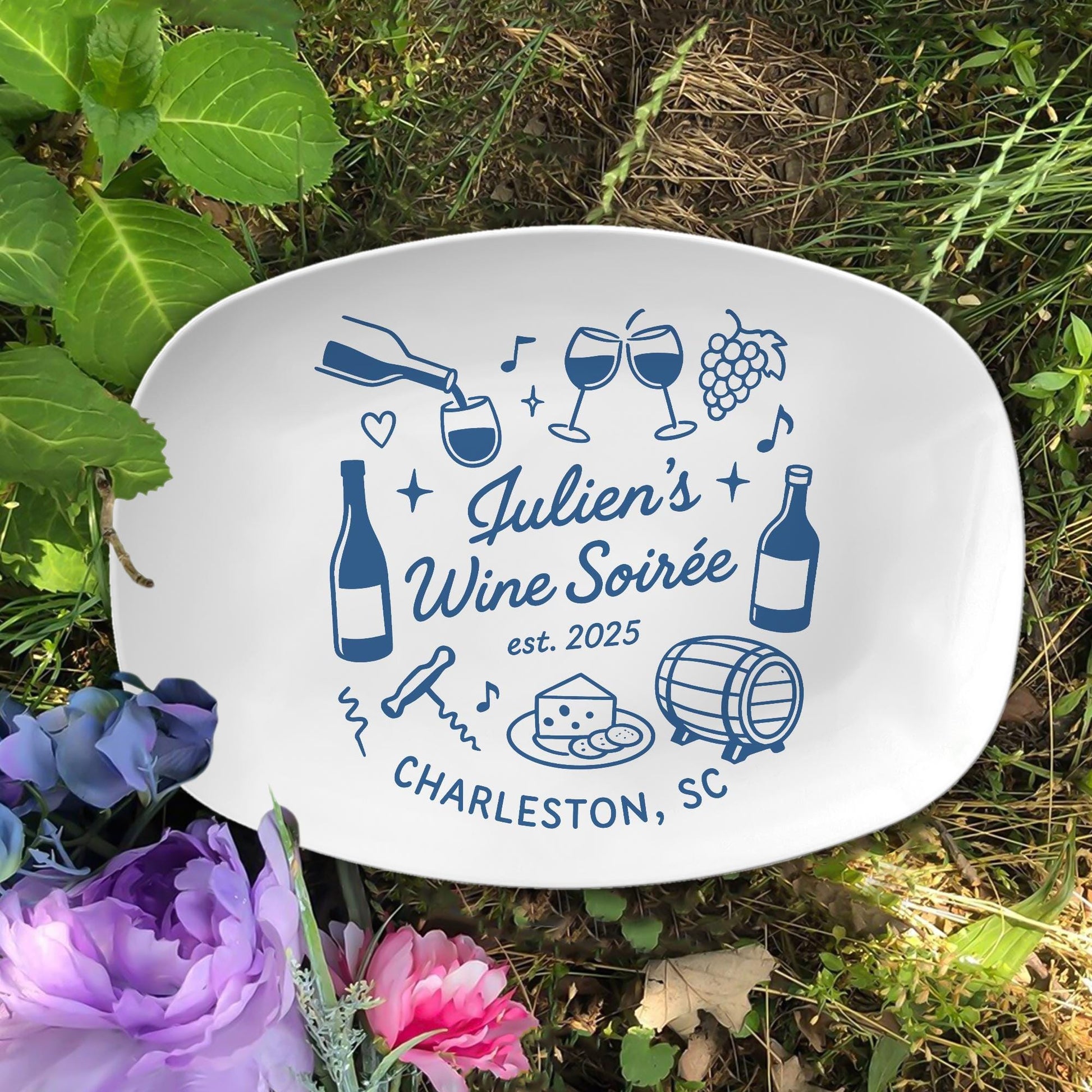 Custom Wine Party Platter – Personalized Bridal Shower or Bachelorette Gift, Club Soirée Cheese Plate, Wedding Hostess Keepsake