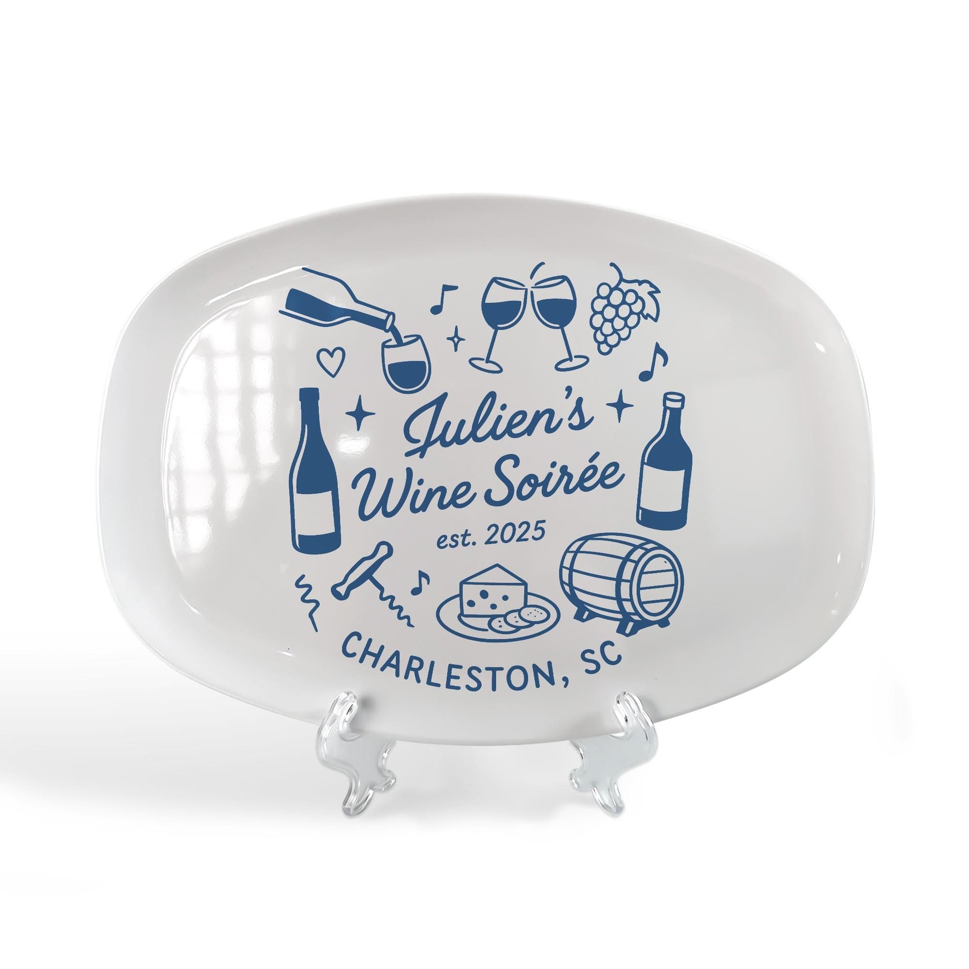 Custom Wine Party Platter – Personalized Bridal Shower or Bachelorette Gift, Club Soirée Cheese Plate, Wedding Hostess Keepsake