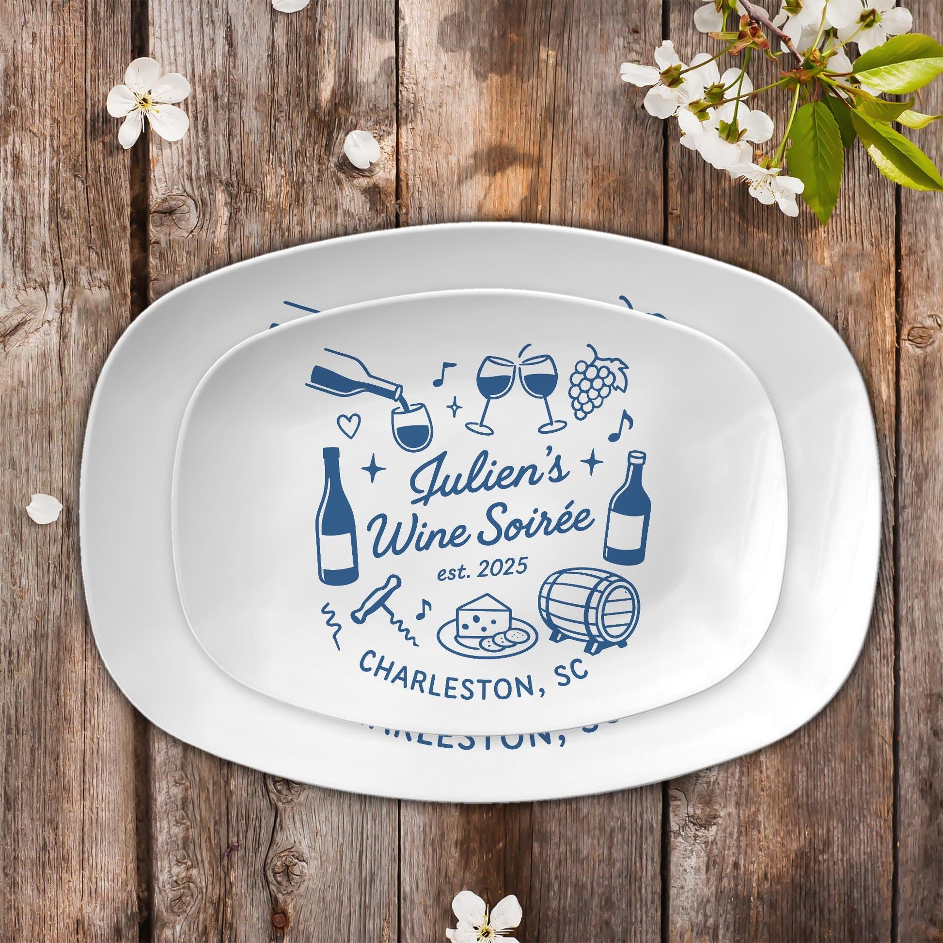 Custom Wine Party Platter – Personalized Bridal Shower or Bachelorette Gift, Club Soirée Cheese Plate, Wedding Hostess Keepsake