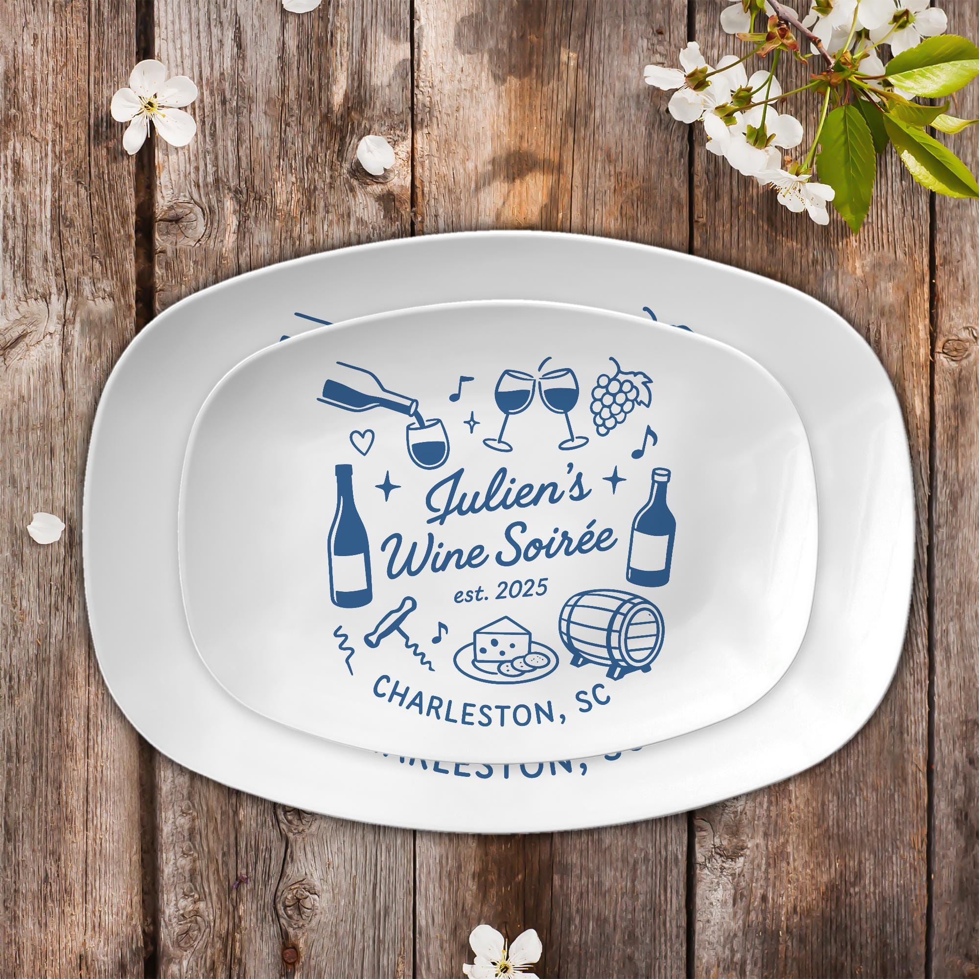 Custom Wine Party Platter – Personalized Bridal Shower or Bachelorette Gift, Club Soirée Cheese Plate, Wedding Hostess Keepsake