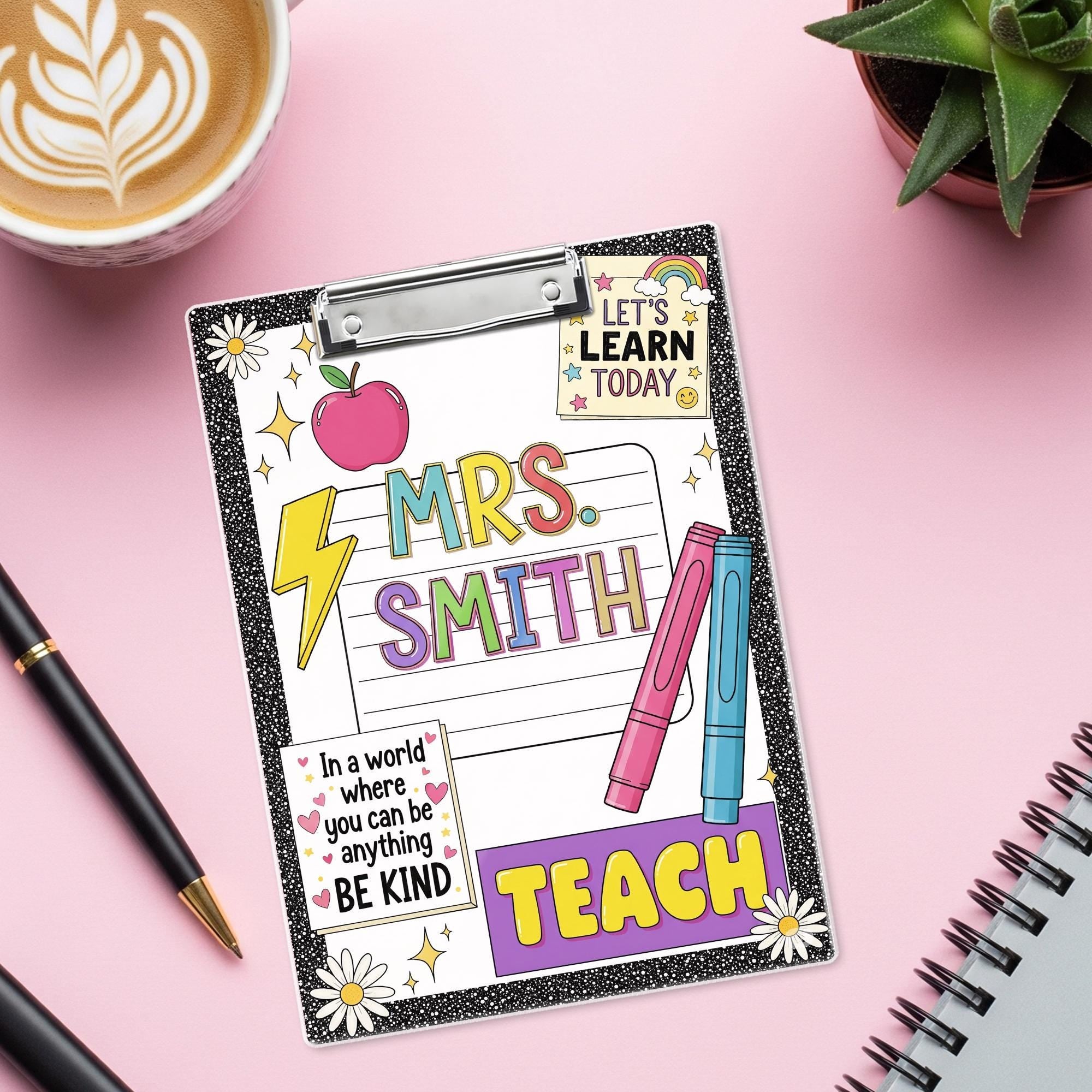 Personalized Teacher Clipboard, teacher Composition Notebook Clipart, Teacher Acrylic Clipboard, Teacher Gifts, Teacher School Supplies