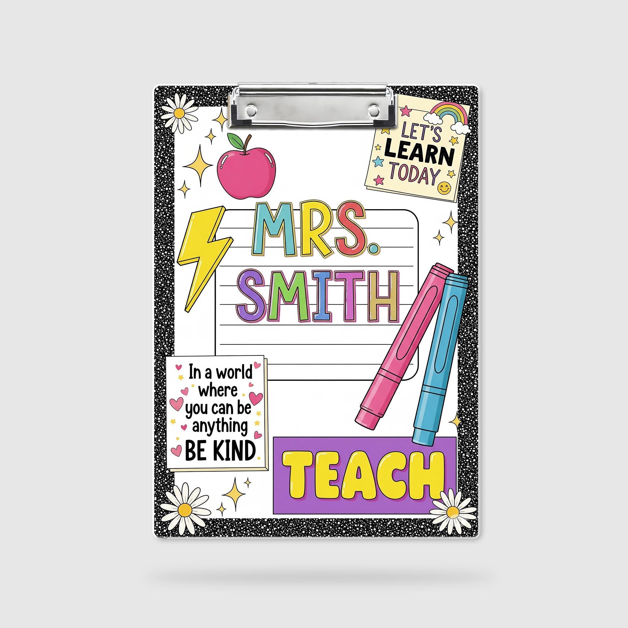 Personalized Teacher Clipboard, teacher Composition Notebook Clipart, Teacher Acrylic Clipboard, Teacher Gifts, Teacher School Supplies