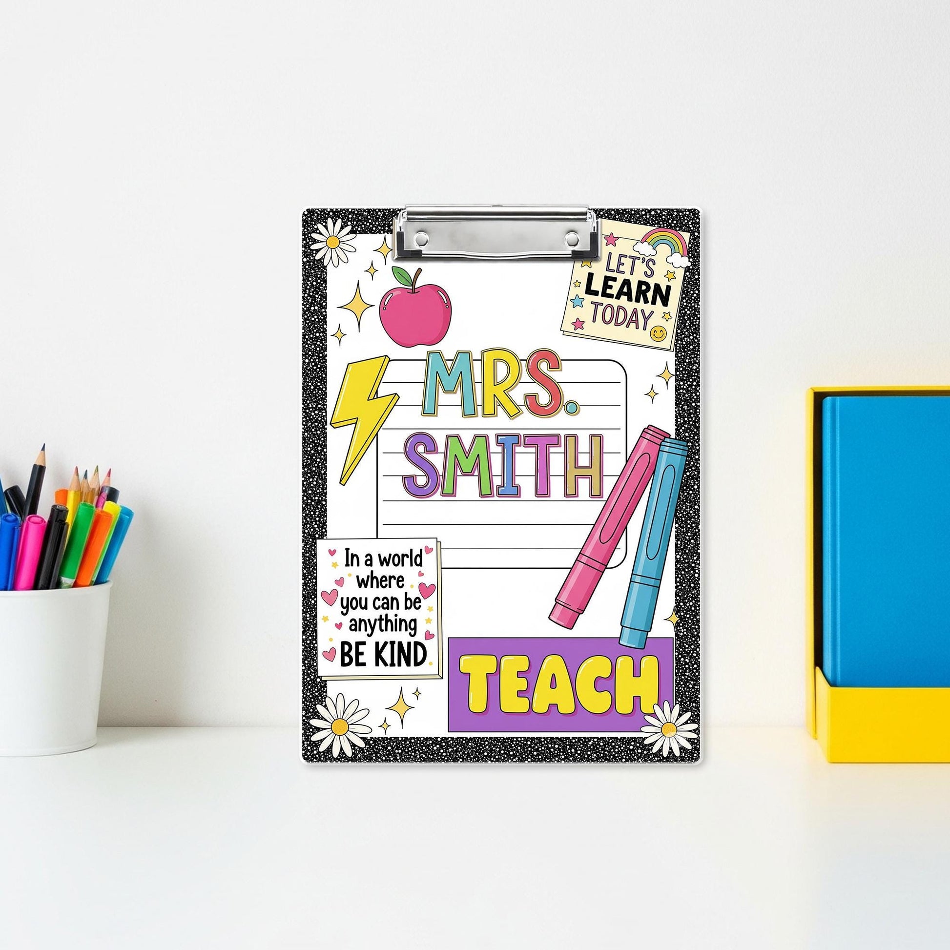 Personalized Teacher Clipboard, teacher Composition Notebook Clipart, Teacher Acrylic Clipboard, Teacher Gifts, Teacher School Supplies
