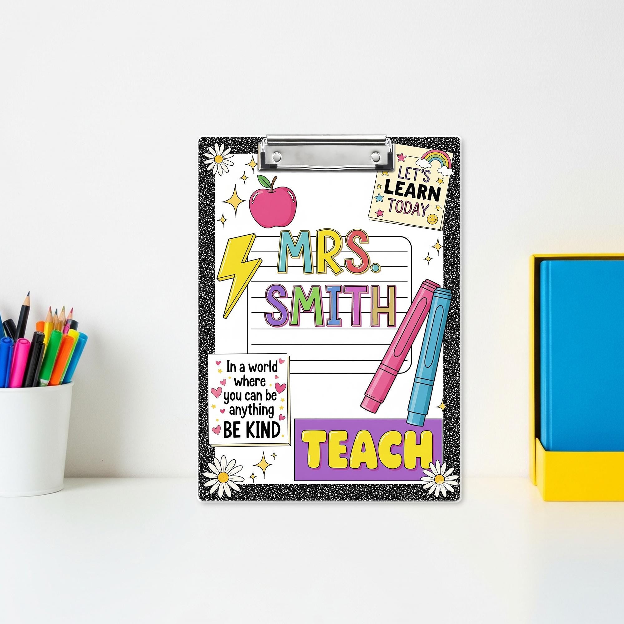 Personalized Teacher Clipboard, teacher Composition Notebook Clipart, Teacher Acrylic Clipboard, Teacher Gifts, Teacher School Supplies
