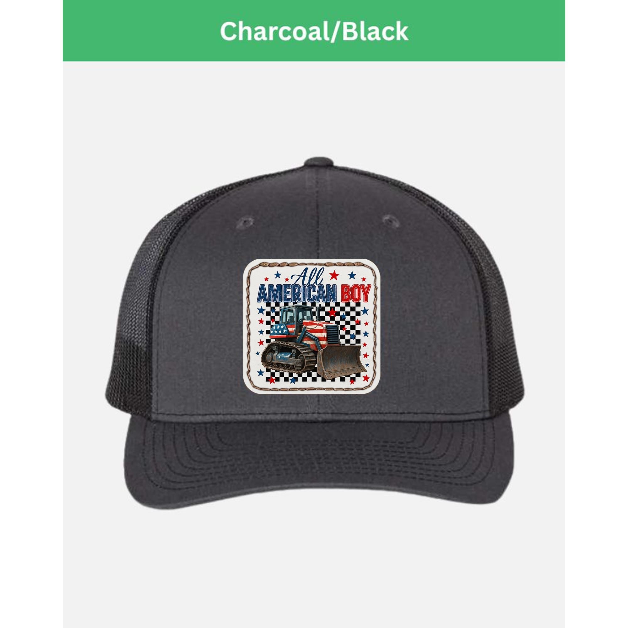 All American Boy Trucker Hat – Bulldozer Construction Cap for Kids or Men – Patriotic USA Gift – Heavy Equipment Operator Hat