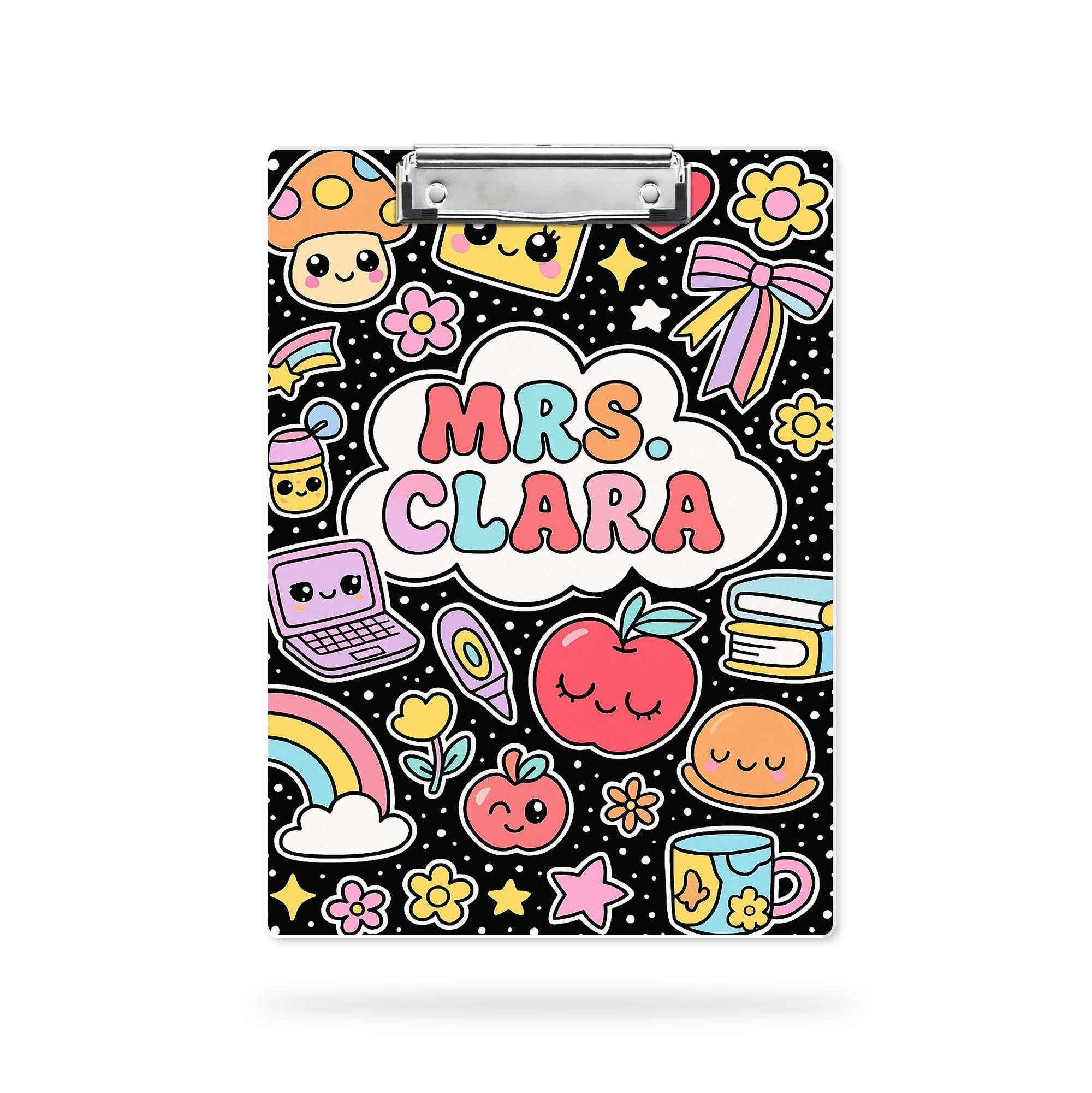 Personalized Kawaii Teacher Clipboard – Personalized Cute Clipboard for School, Custom Name Classroom Supply, Gift for Teachers