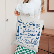 Custom Wine Soirée Tote Bag – Personalized Wine Night Gift, Vineyard Party Favor, Cheese & Wine Club Bag, Girls Trip Keepsake