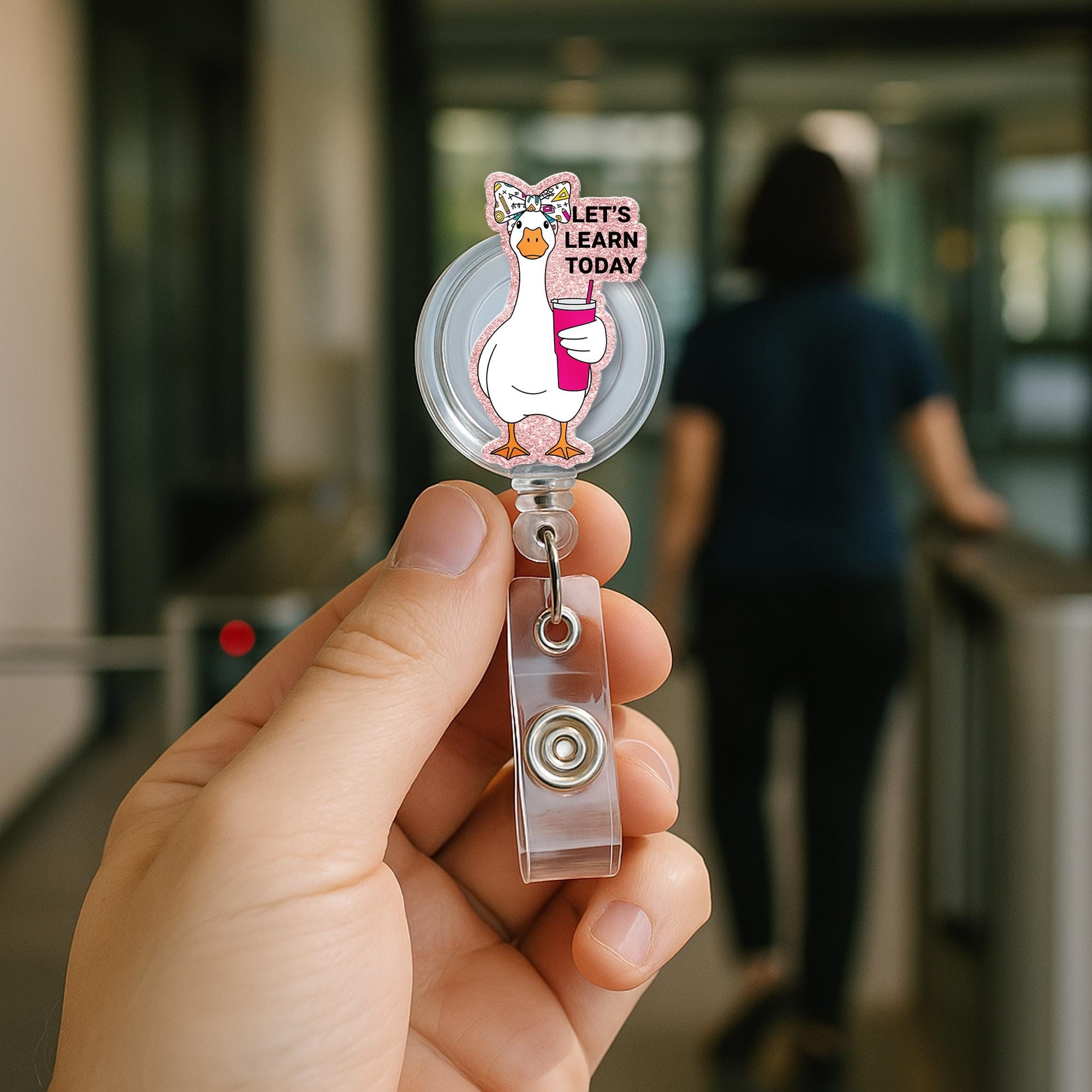 Funny Goose Teacher Badge Reel – “Let’s Learn Today” ID Holder, Cute Back to School Gift for Educators, Nurses, and Staff, Goose Lover Gift
