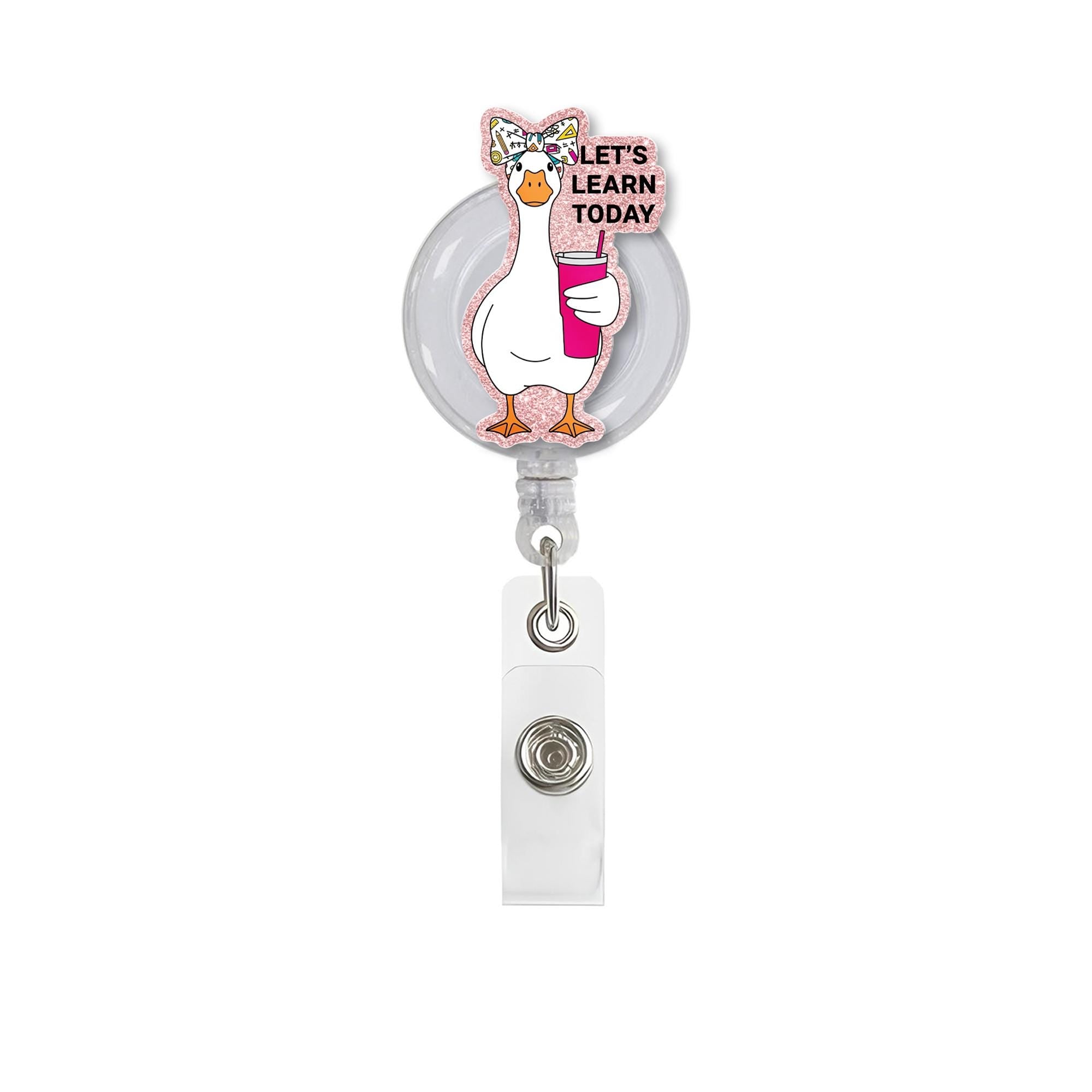 Funny Goose Teacher Badge Reel – “Let’s Learn Today” ID Holder, Cute Back to School Gift for Educators, Nurses, and Staff, Goose Lover Gift