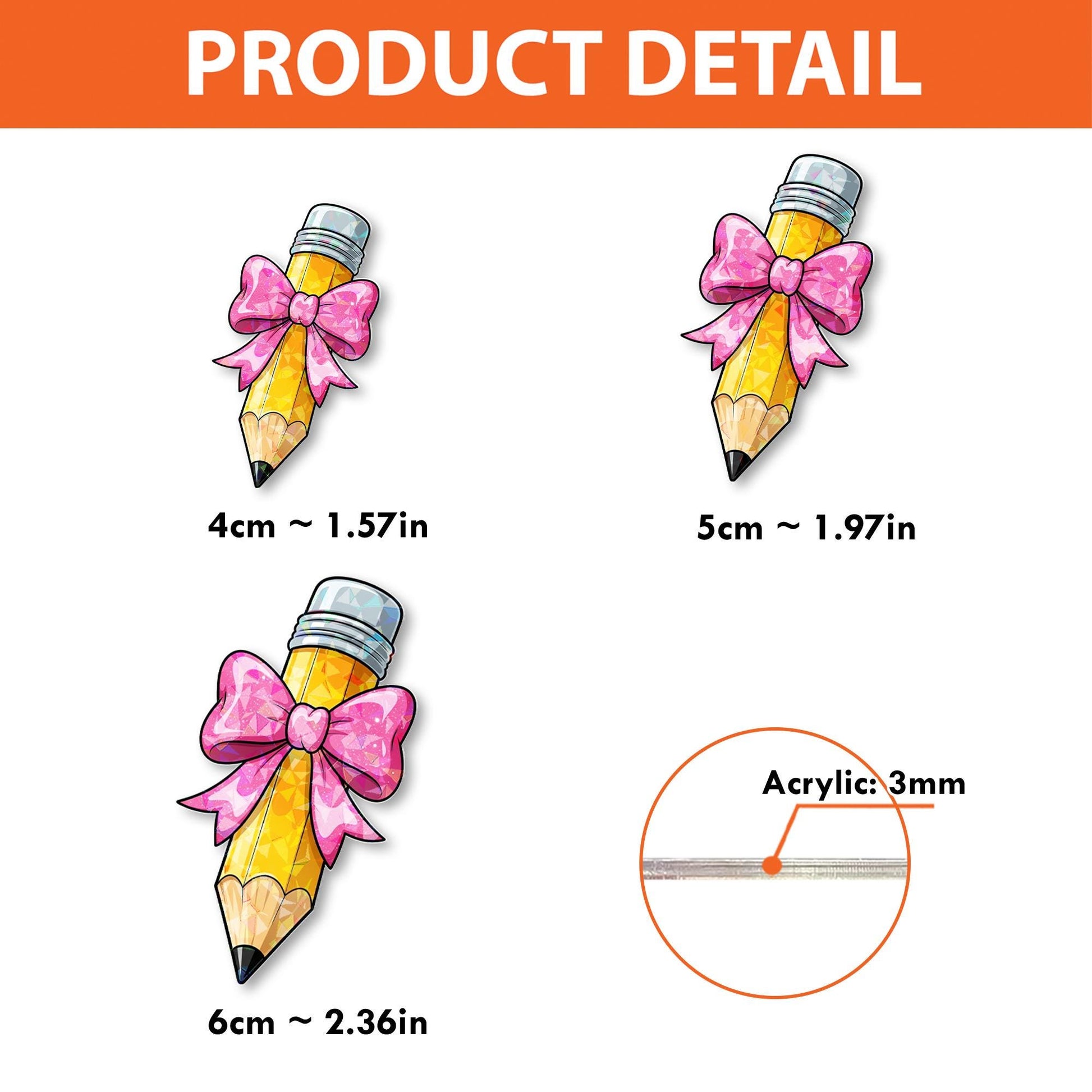 Cute Pencil Badge Reel – Teacher Retractable ID Holder with Pink Bow, Back to School Accessory, Gift for Educators & Staff