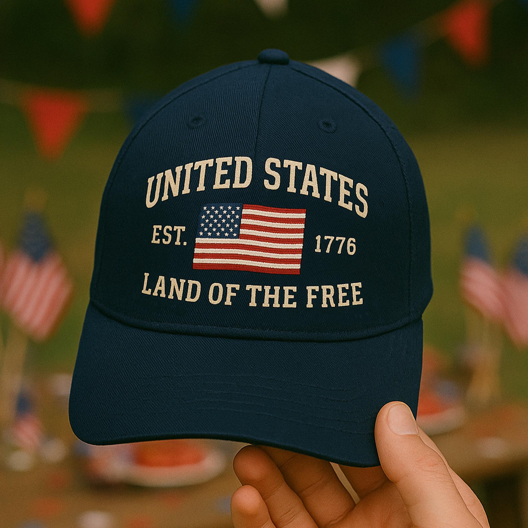 United States Cap, Land of the Free Cap, 4th July Hat, Patriotic USA Baseball Cap, American Flag Cap, Independence Day Hat