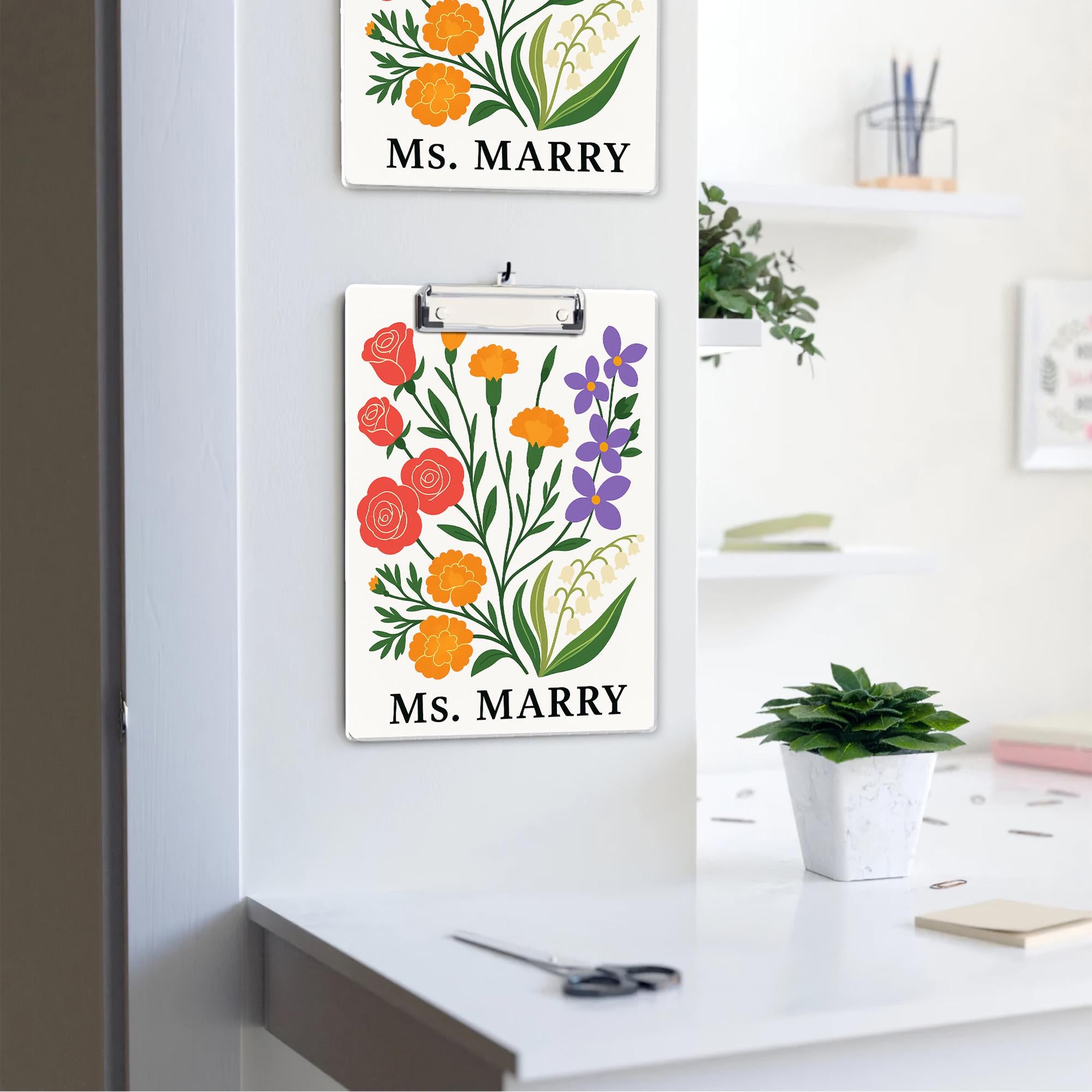 Custom Teacher Clipboard with Name | Floral Personalized Clipboard | Back to School Teacher Gift | Classroom Office Supply