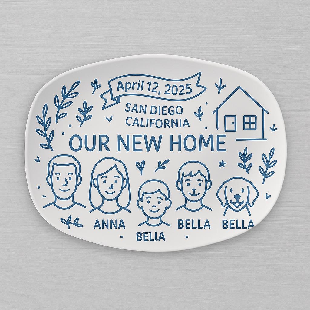 Personalized New Home Platter Decor, Customizable Housewarming Keepsake for New Home Gift, Custom Gift for New House Celebration
