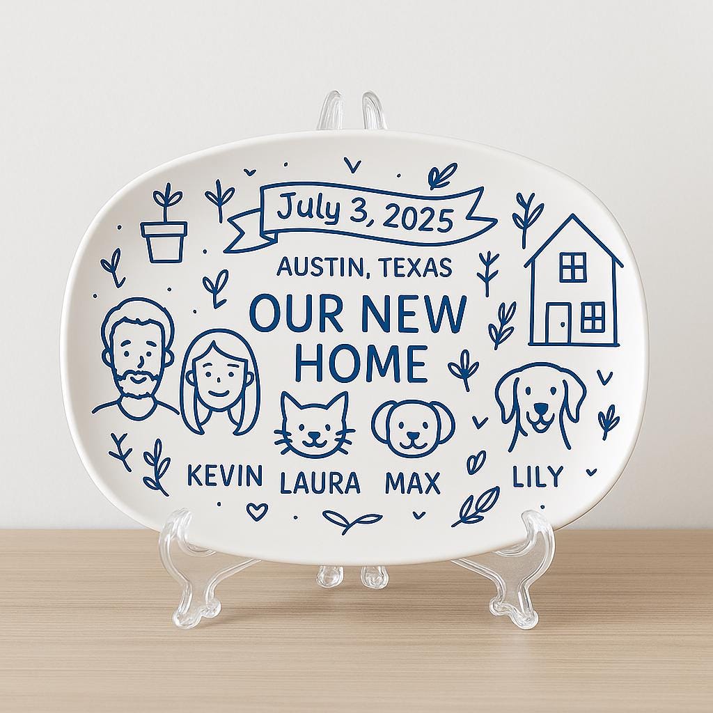 Personalized New Home Platter Decor, Customizable Housewarming Keepsake for New Home Gift, Custom Gift for New House Celebration