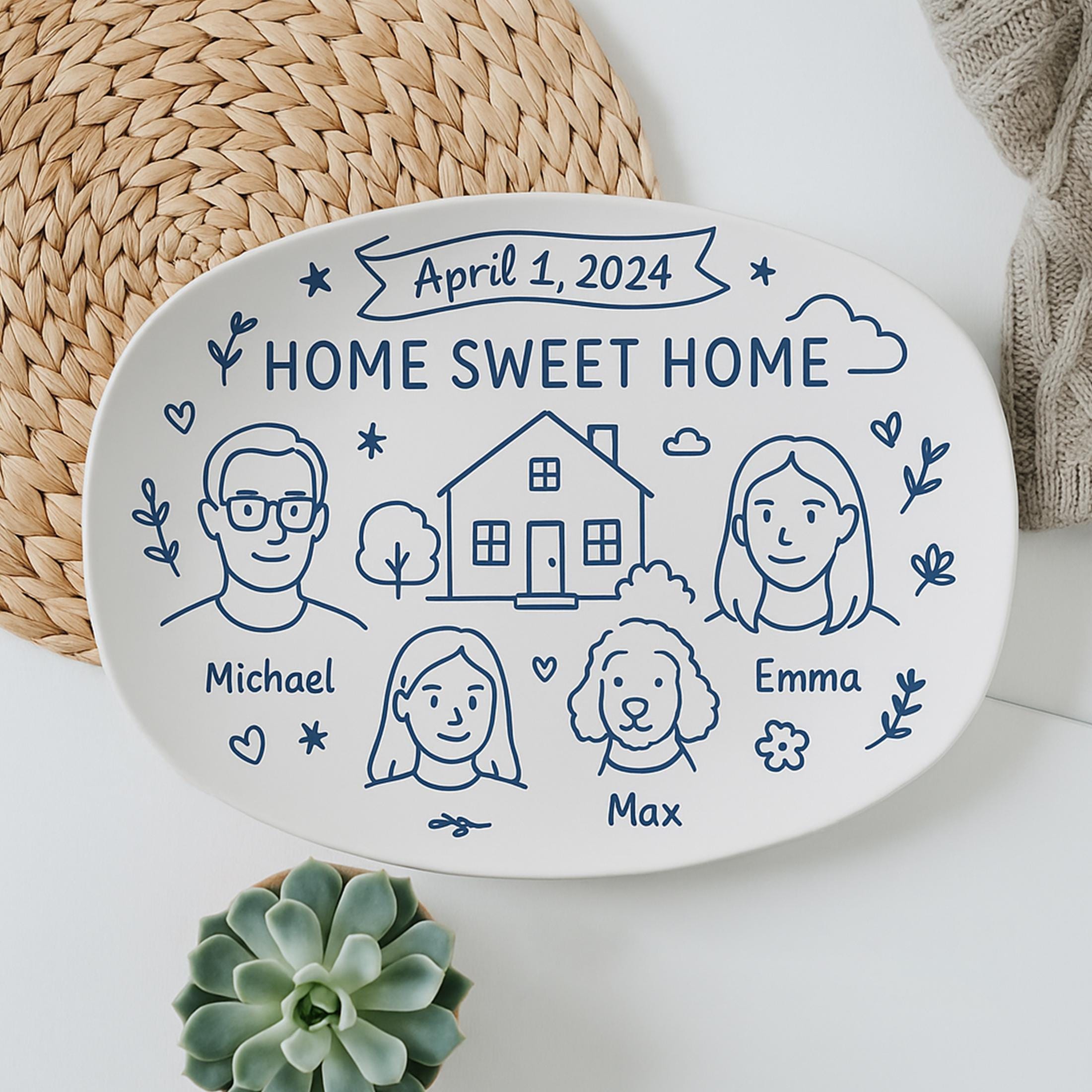 Personalized New Home Platter Decor, Customizable Housewarming Keepsake for New Home Gift, Custom Gift for New House Celebration