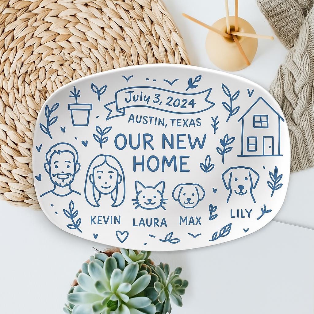 Personalized New Home Platter Decor, Customizable Housewarming Keepsake for New Home Gift, Custom Gift for New House Celebration