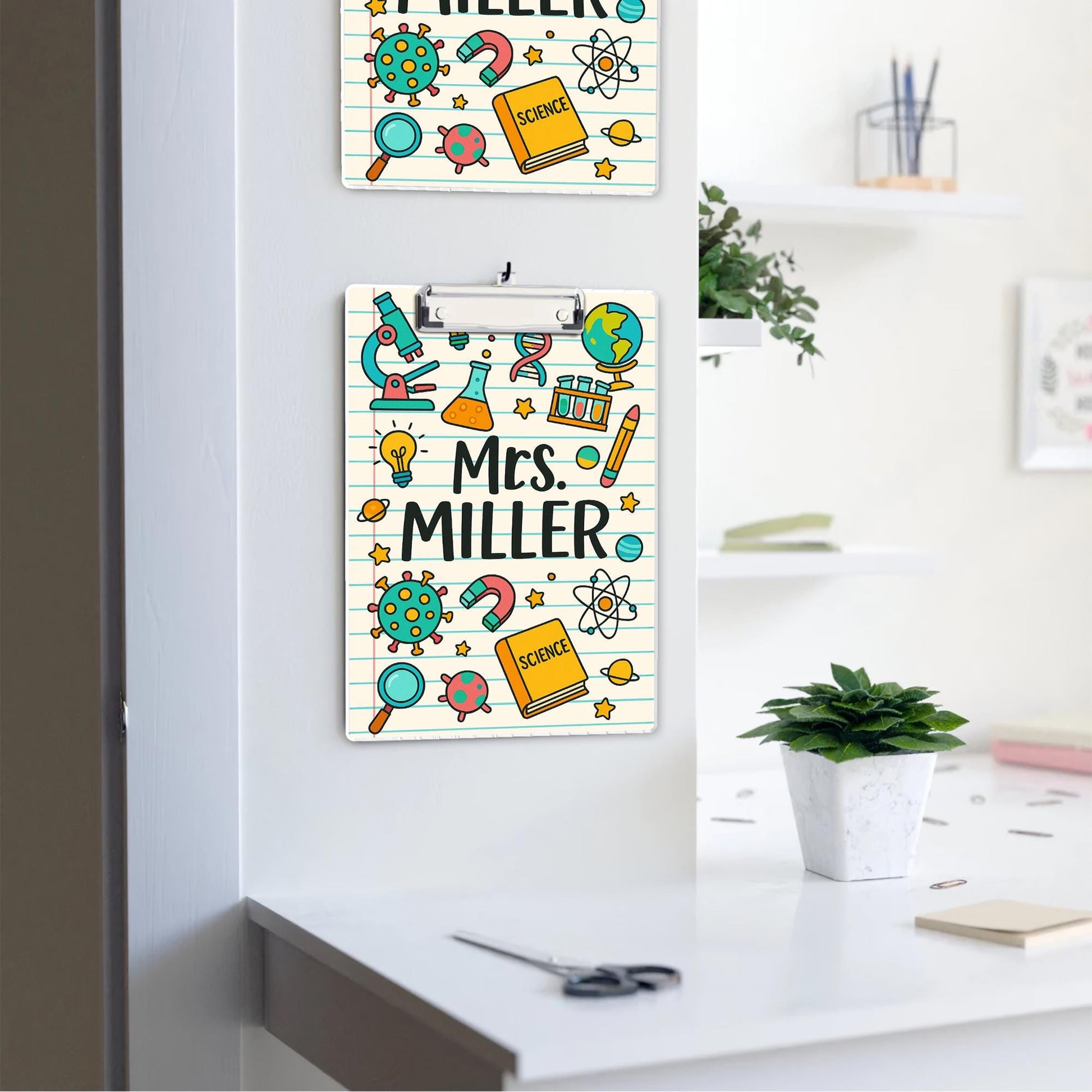 Custom Science Teacher Clipboard, Personalized Name Clipboard for Classroom, Cute STEM Gift for Teachers, Back to School Supply