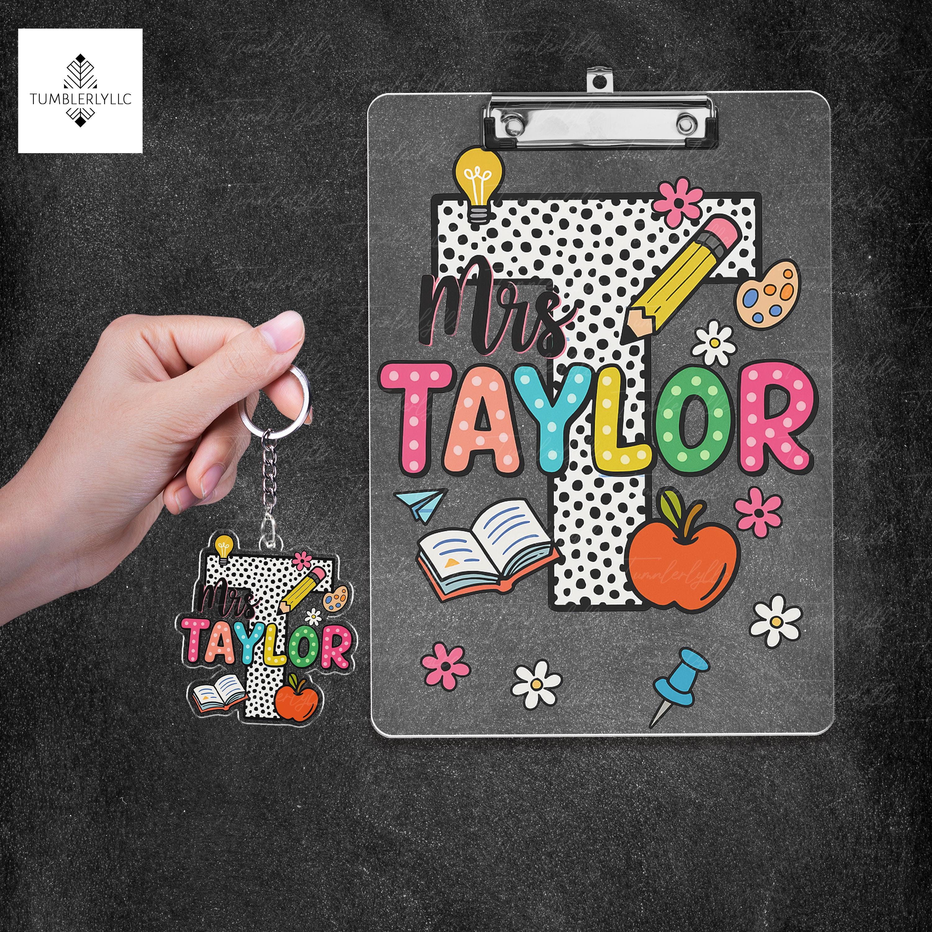 Custom Teacher Clipboard and Keychain Set, Personalized Name Gift for Teachers, Cute School Supplies, Back to School Gift Idea