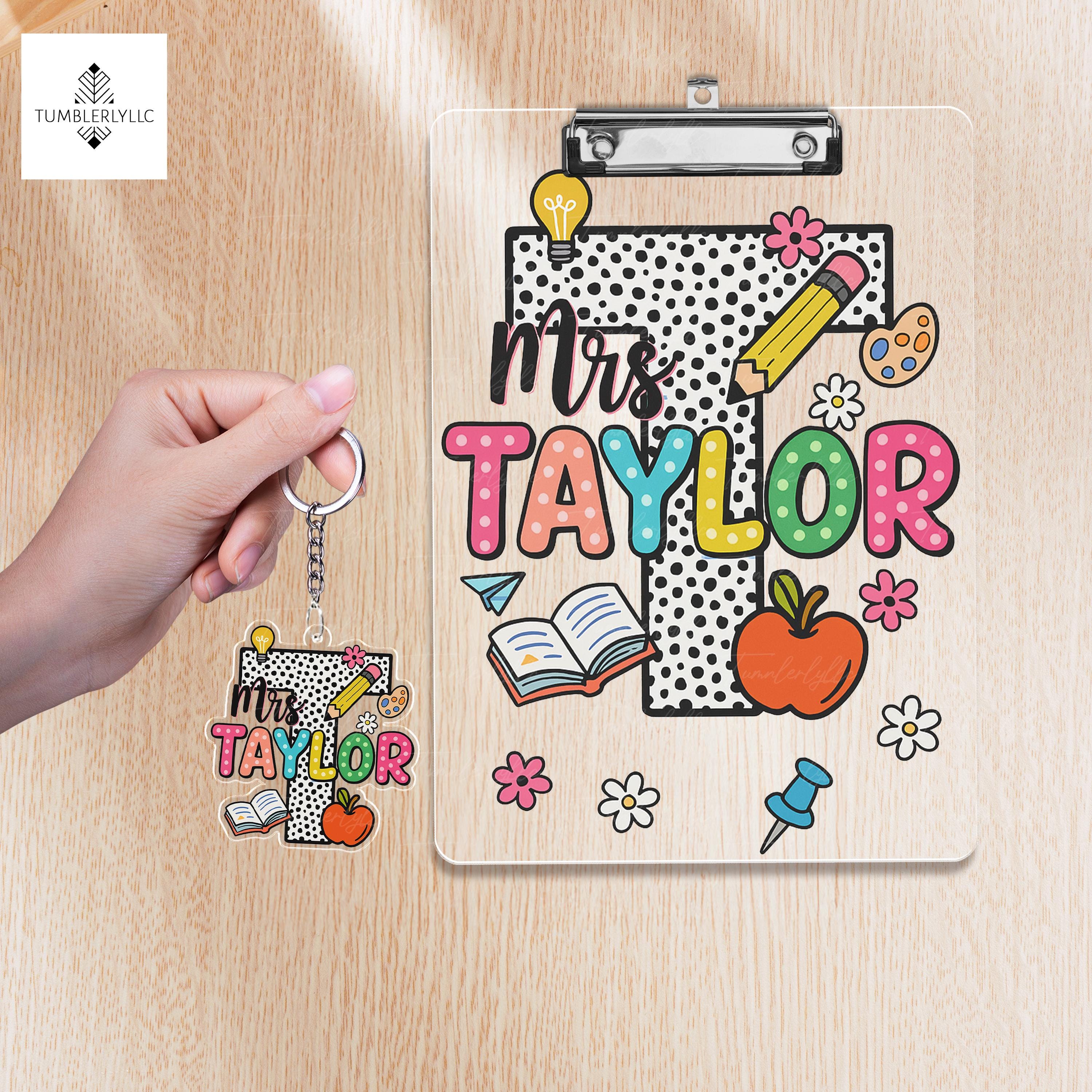 Custom Teacher Clipboard and Keychain Set, Personalized Name Gift for Teachers, Cute School Supplies, Back to School Gift Idea