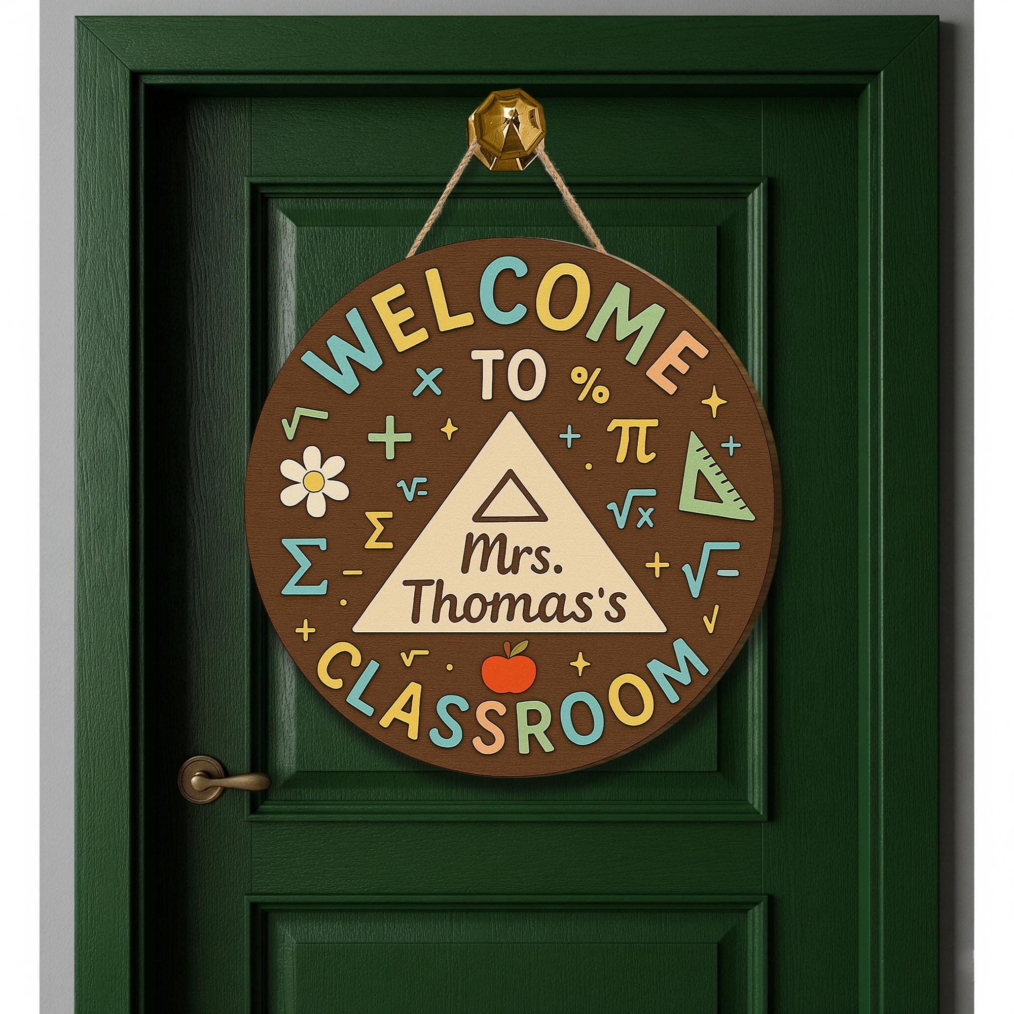 Math Teacher Door Hanger, Welcome Classroom Sign, Personalized Teacher Gift, Back to School Decor, Custom Name Classroom Sign