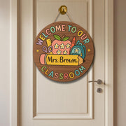 Teacher Door Hanger, Welcome to Our Classroom Sign, Personalized Back to School Decor, Custom Teacher Gift, Classroom Name Sign