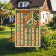Imagine All the People Garden Flag, Retro Peace Sign Yard Banner, Hippie Floral Outdoor Decor, Vintage 70s Summer Flag