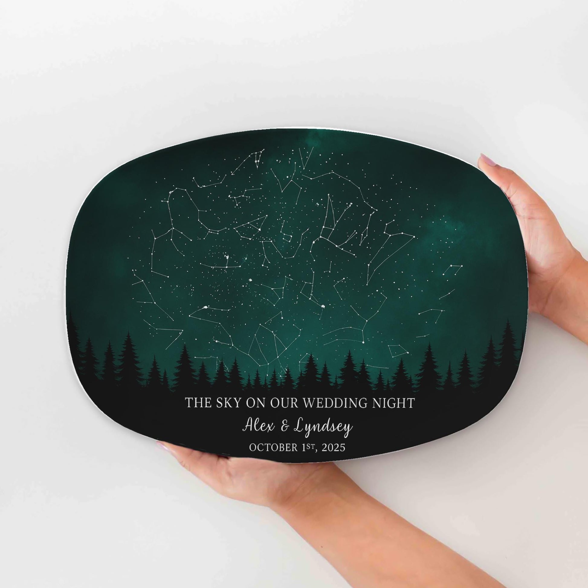 Custom Star Map Wedding Platter, Personalized Night Sky Anniversary Gift, Celestial Couple Keepsake Plate, Romantic Wedding Date DECOR ONLY