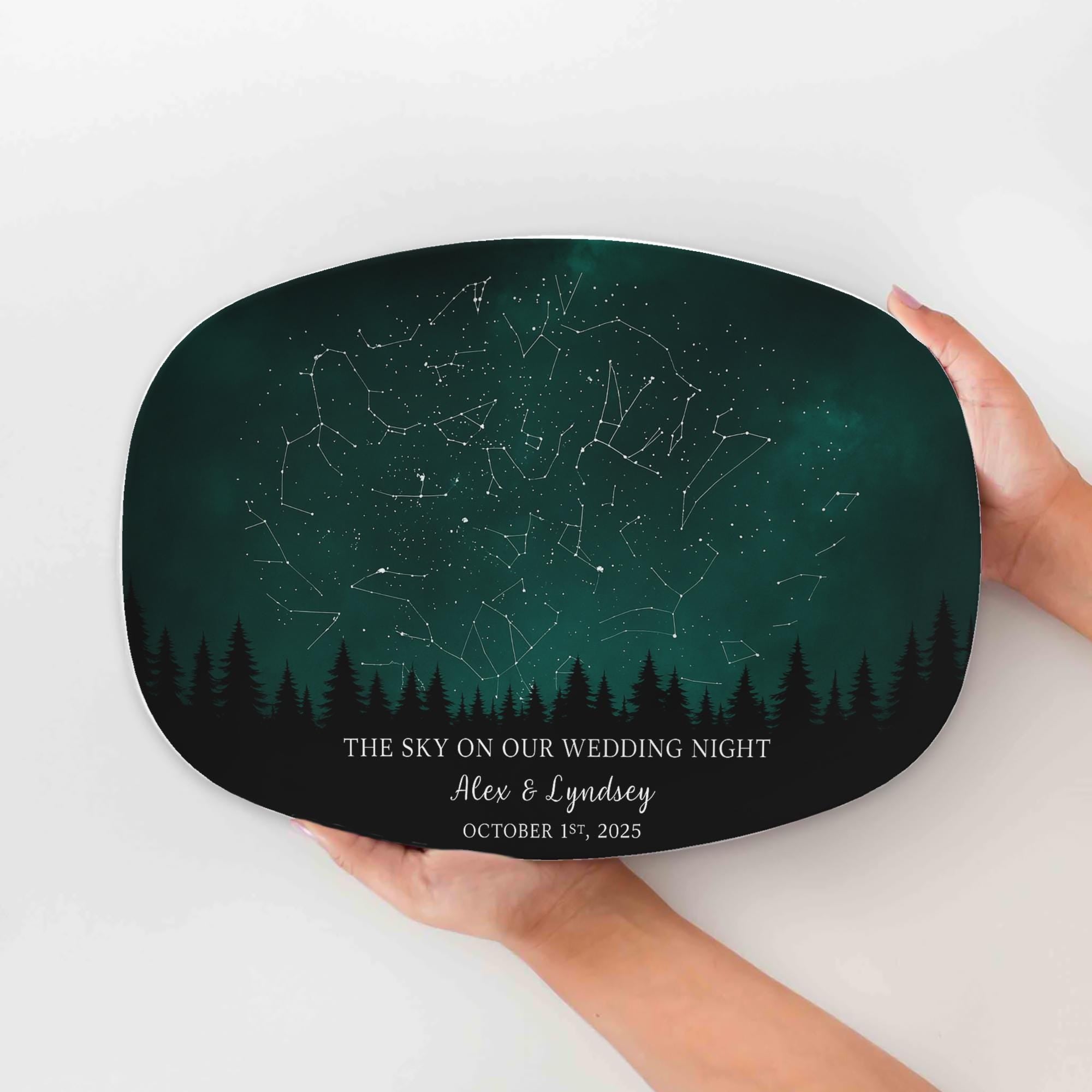 Custom Star Map Wedding Platter, Personalized Night Sky Anniversary Gift, Celestial Couple Keepsake Plate, Romantic Wedding Date DECOR ONLY