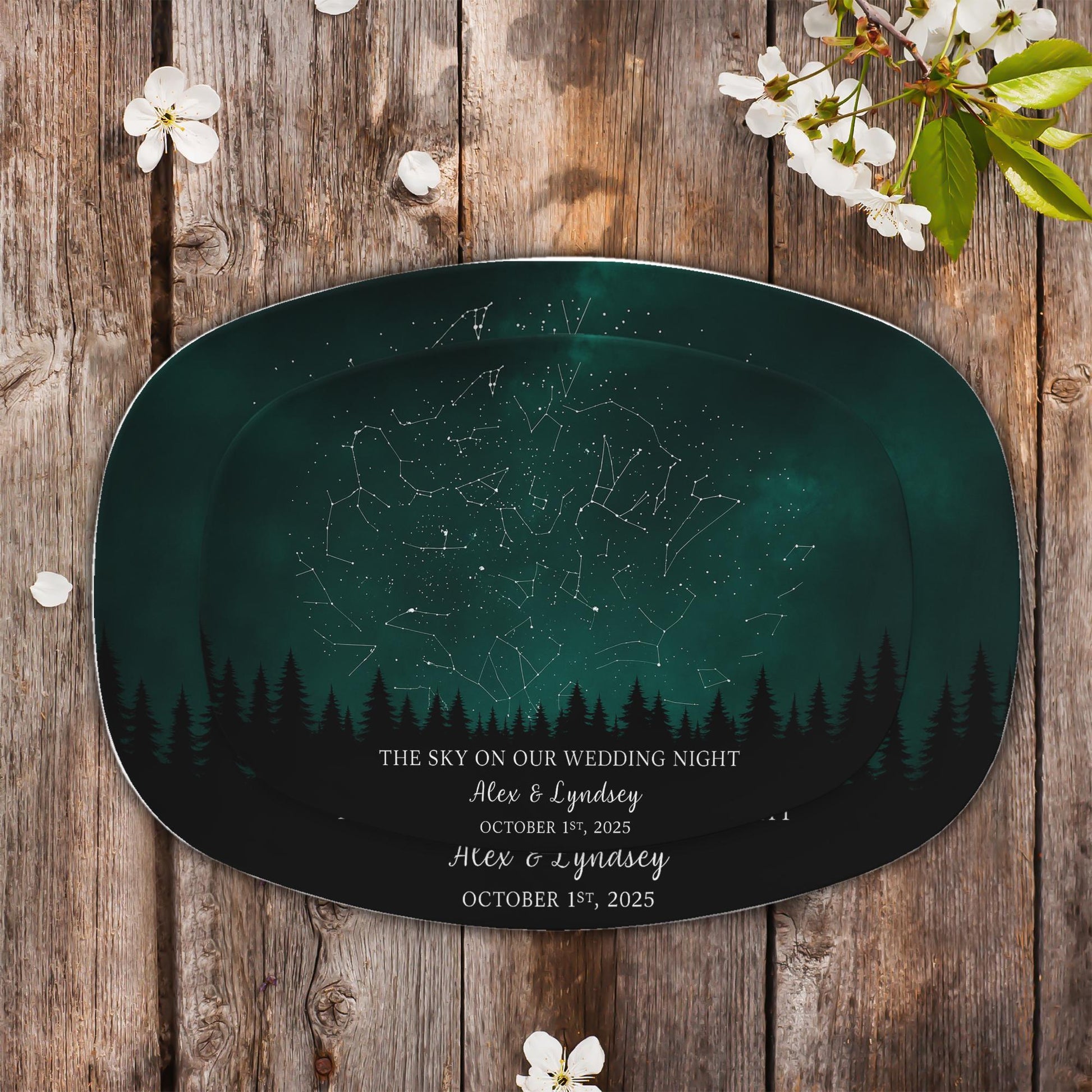 Custom Star Map Wedding Platter, Personalized Night Sky Anniversary Gift, Celestial Couple Keepsake Plate, Romantic Wedding Date DECOR ONLY