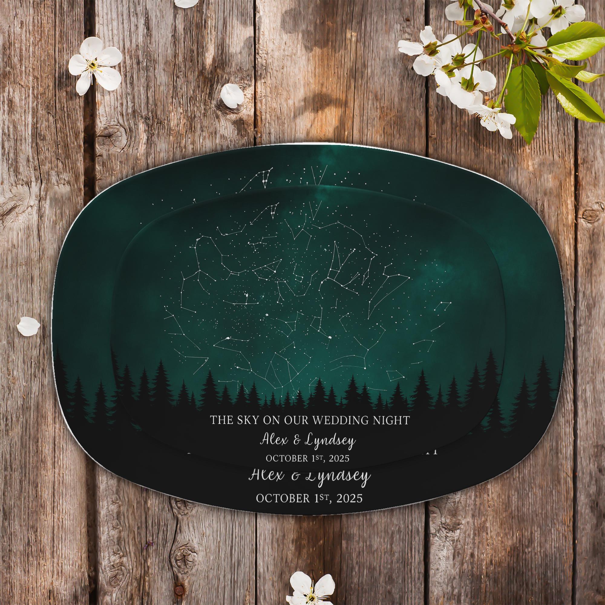 Custom Star Map Wedding Platter, Personalized Night Sky Anniversary Gift, Celestial Couple Keepsake Plate, Romantic Wedding Date DECOR ONLY