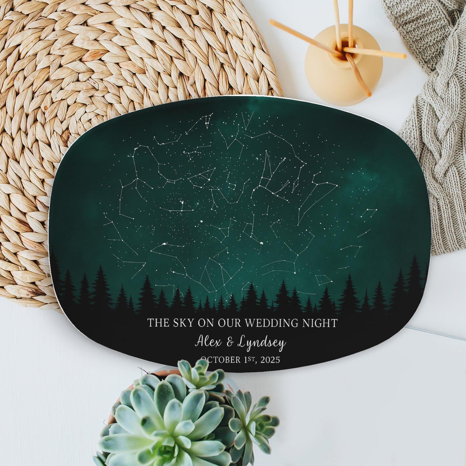 Custom Star Map Wedding Platter, Personalized Night Sky Anniversary Gift, Celestial Couple Keepsake Plate, Romantic Wedding Date DECOR ONLY