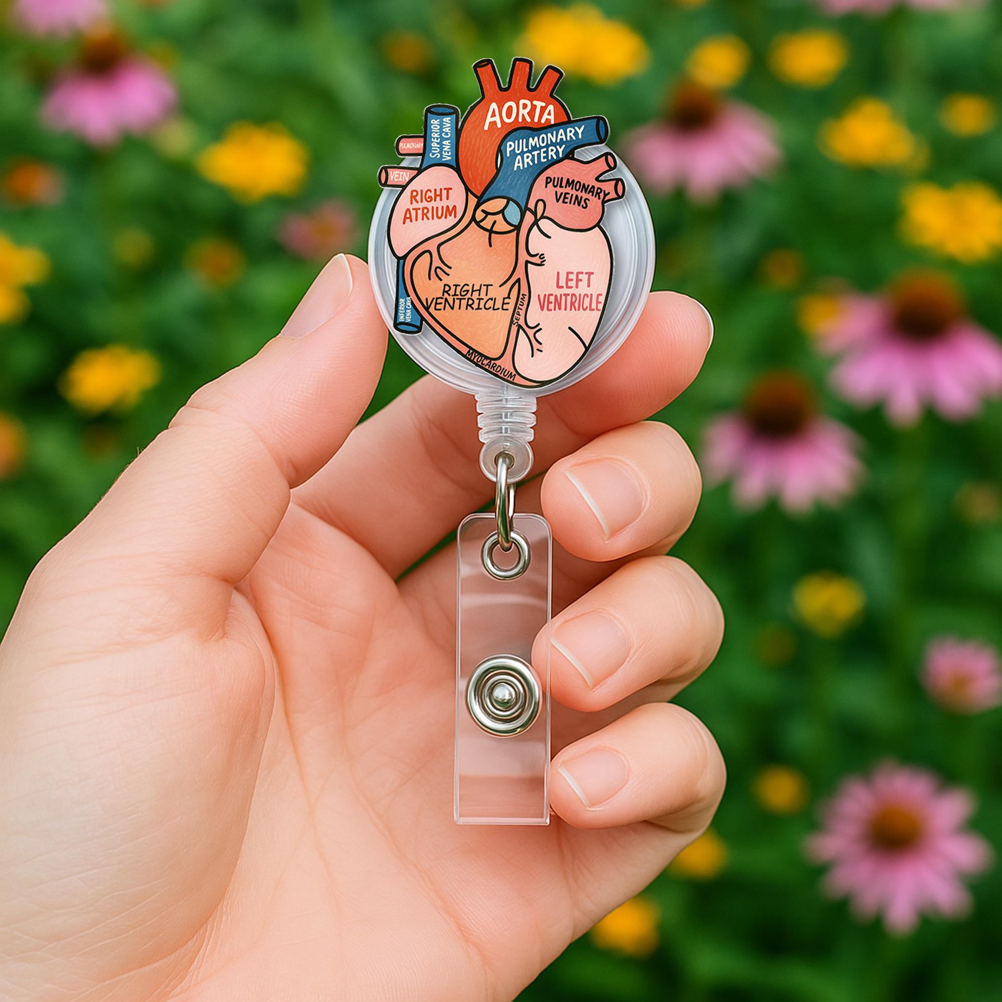 Anatomical Heart Badge Reel, Medical ID Holder, Cute Nurse RN Clip, Hospital Lanyard, Cardiology Student Gift, Doctor Accessory