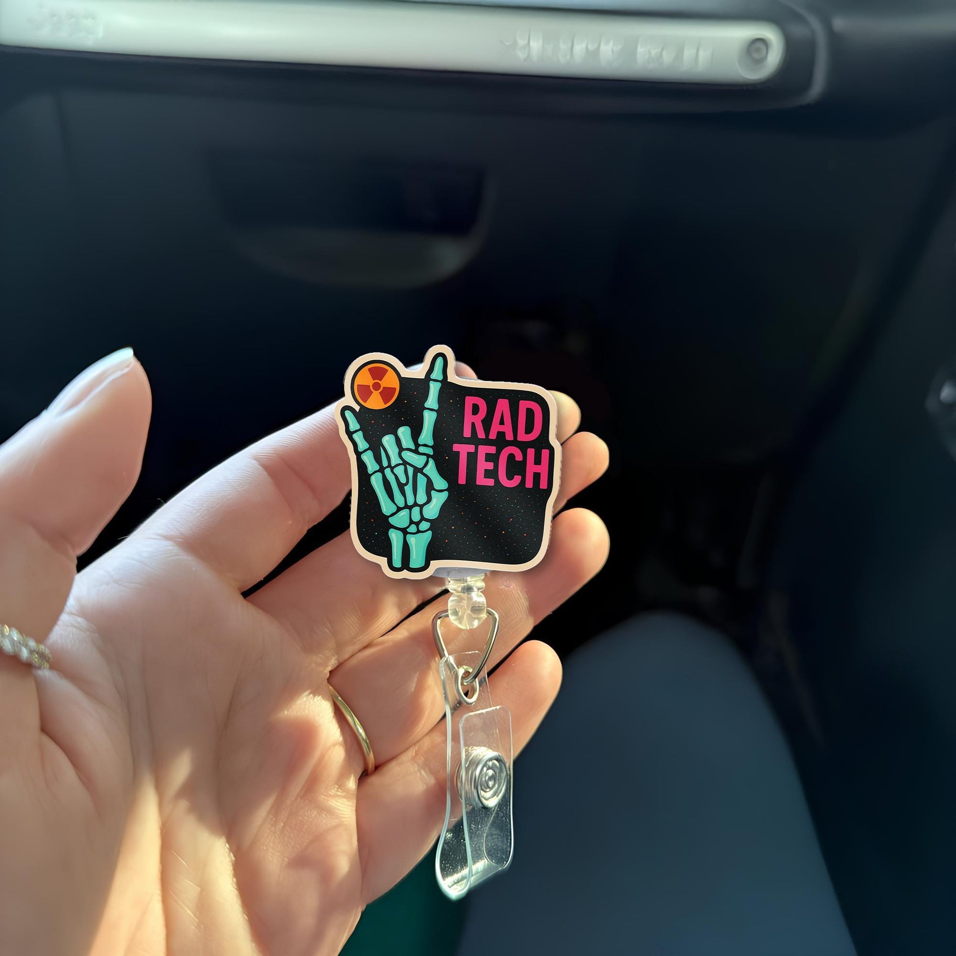 Rad Tech Badge Reel, Xray Tech ID Holder, Radiology Skeleton Clip, Funny Medical Badge, Radiologic Tech Gift, RT Badge Accessory
